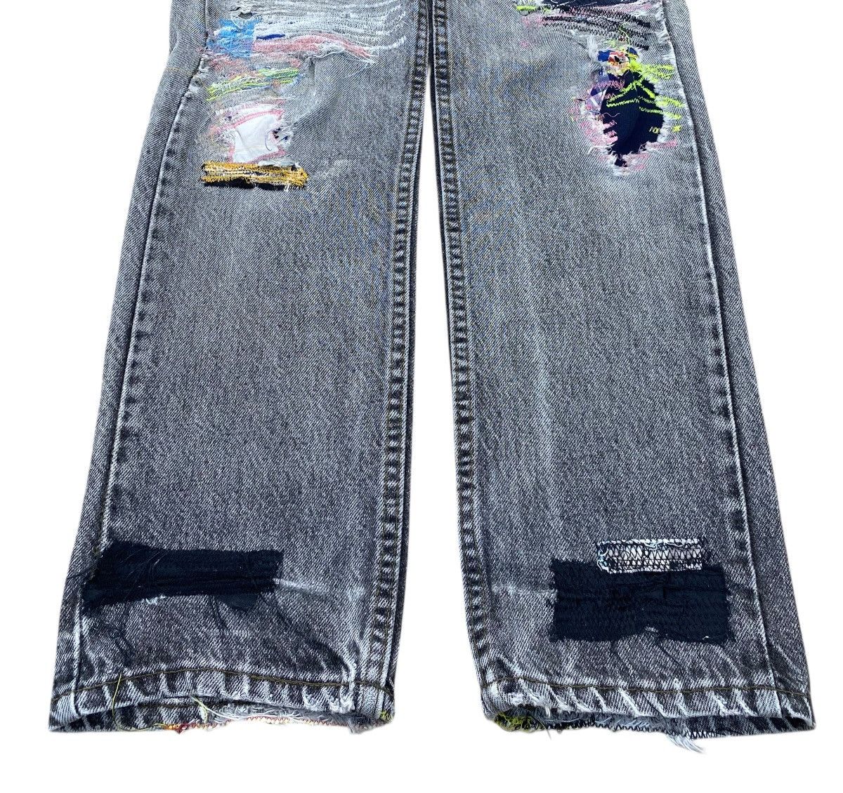 Levi's Levi’s Multicoloured Patched Repair Straight Leg Jeans Size US 28 / EU 44 - 5 Thumbnail