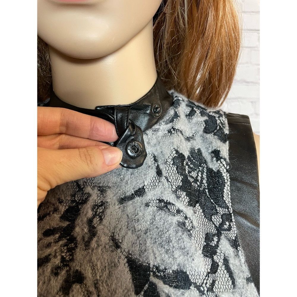 Other New G.I.L.I Lace Sleeveless Faux Leather Trim Sheath Dress Size XS / US 0-2 / IT 36-38 - 4 Thumbnail
