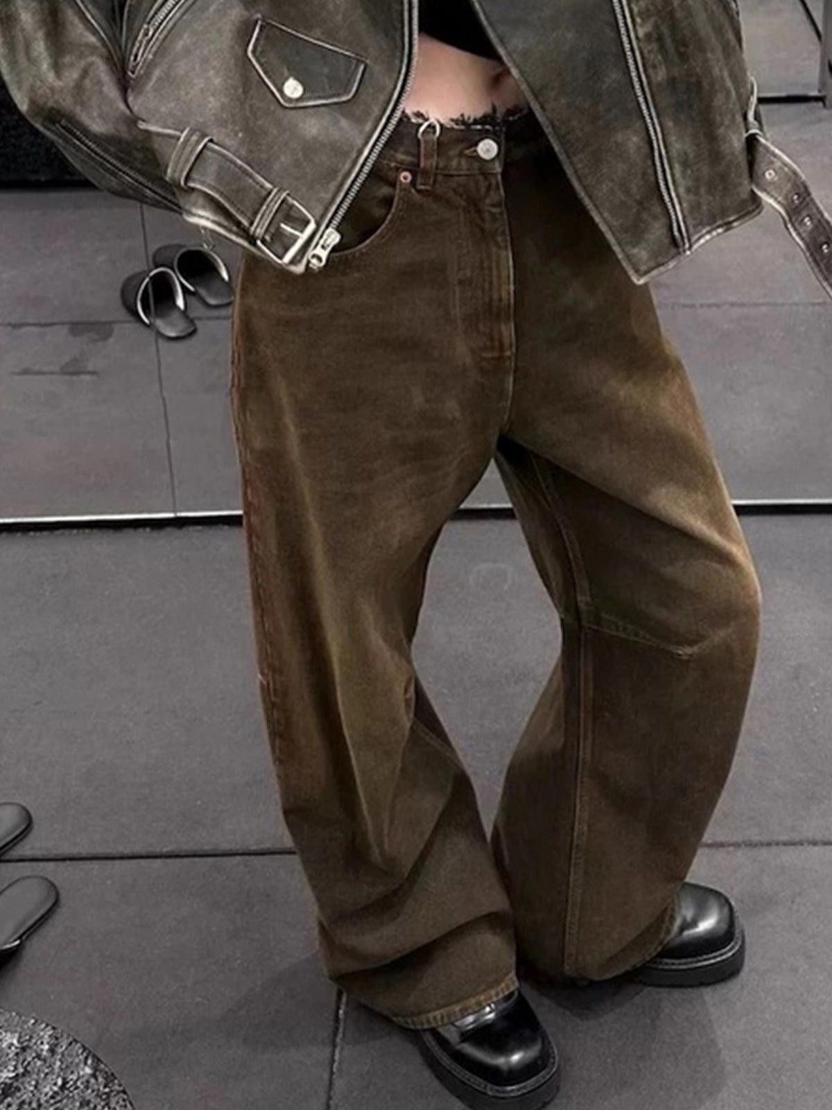 Japanese Brand Brown Wide Leg Corduroy Pants, Relaxed Fit Trousers Size US 30 / EU 46 - 2 Thumbnail