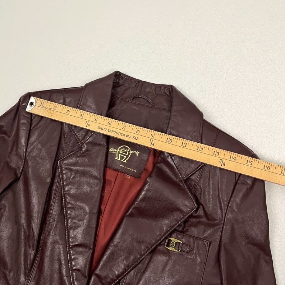 Etienne Aigner VINTAGE Etienne Aigner Leather Blazer Jacket Womens Size 6 Deep Oxblood Red Burgundy Jacket, Blazer, Leather, 90s, Classic, Wool? Size M / US 6-8 / IT 42-44 - 7 Thumbnail