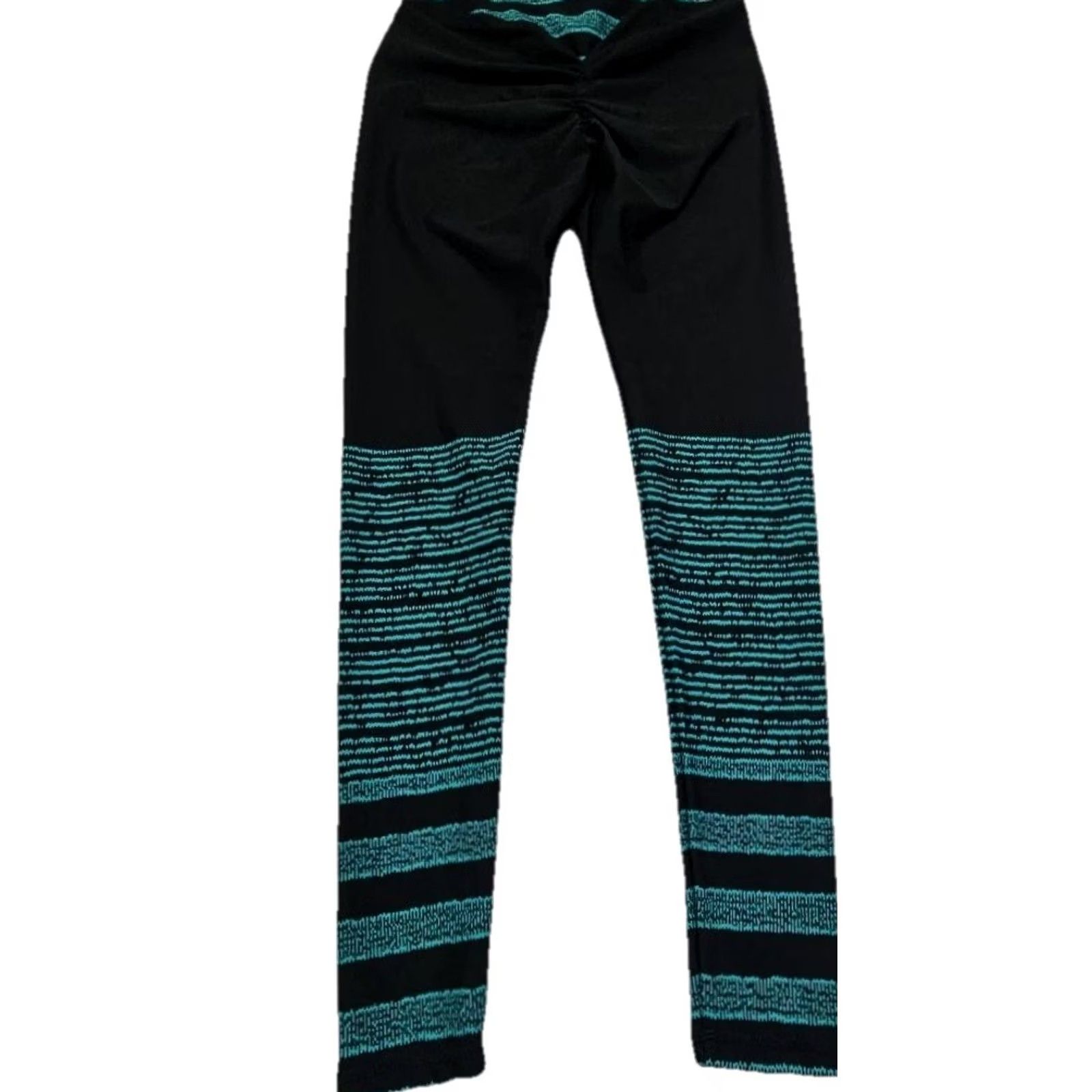Vintage ABS2B Women’s Leggings Medium Black Green Yoga Workout Stretch Activewear USA Size 32" / US 10 / IT 46 - 7 Thumbnail