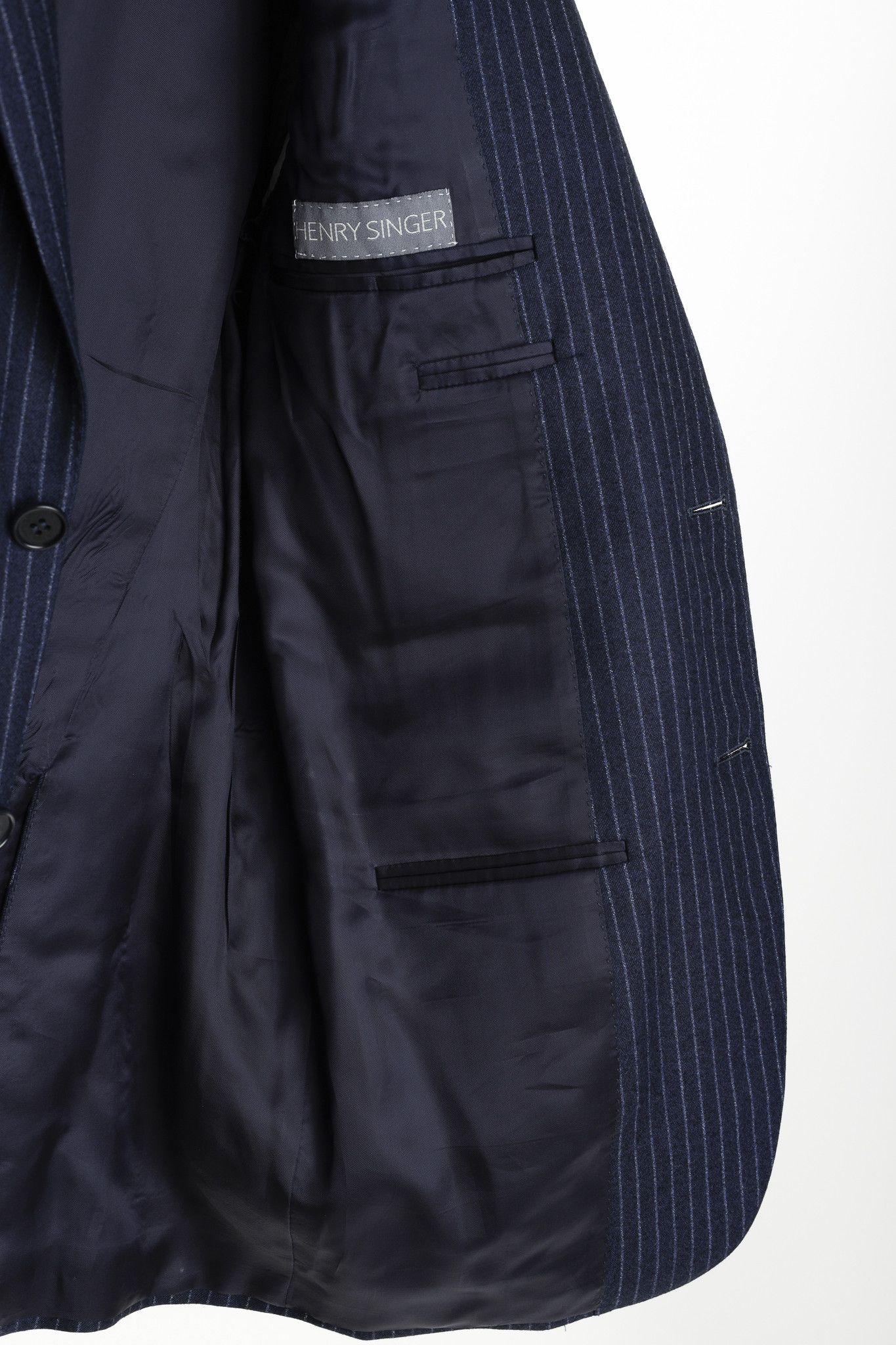 Canali Canali Blue Chalk Banker Stripe Single Breasted Blazer Size 40R - 7 Thumbnail