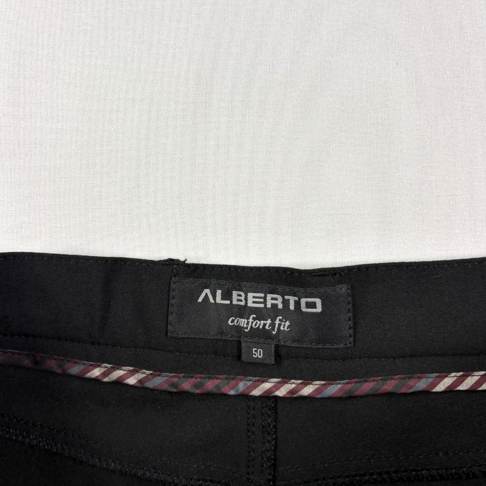Vintage ALBERTO Pants Mens Size 34 Chino Stretch Black Flat Front 32in Inseam Casual Regular Wool? Polyester Blend, Viscose Size US 34 / EU 50 - 3 Thumbnail