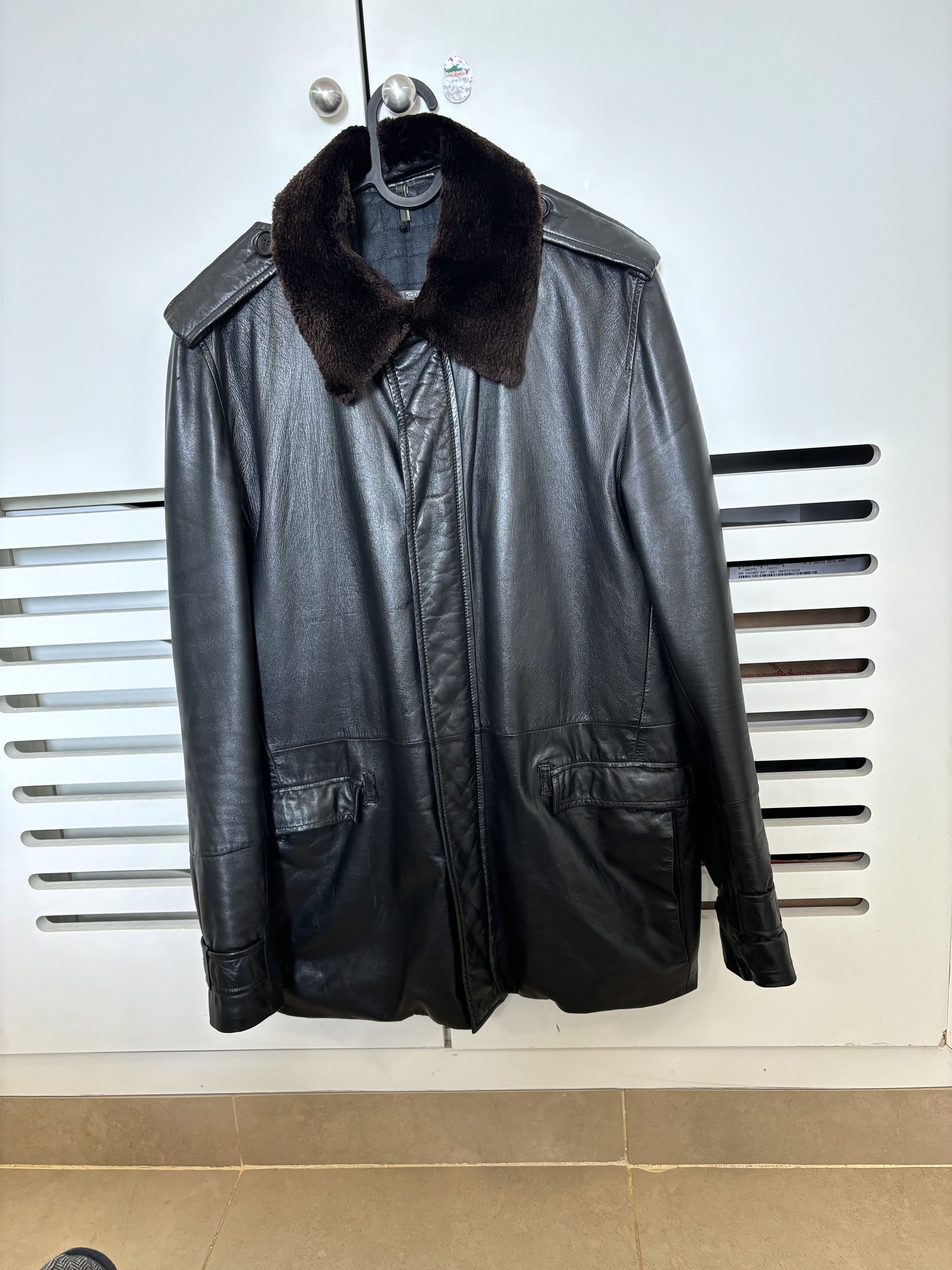 image of Ultra Rar Dior Homme Militar Leather Jacket in Black, Men's (Size Medium)