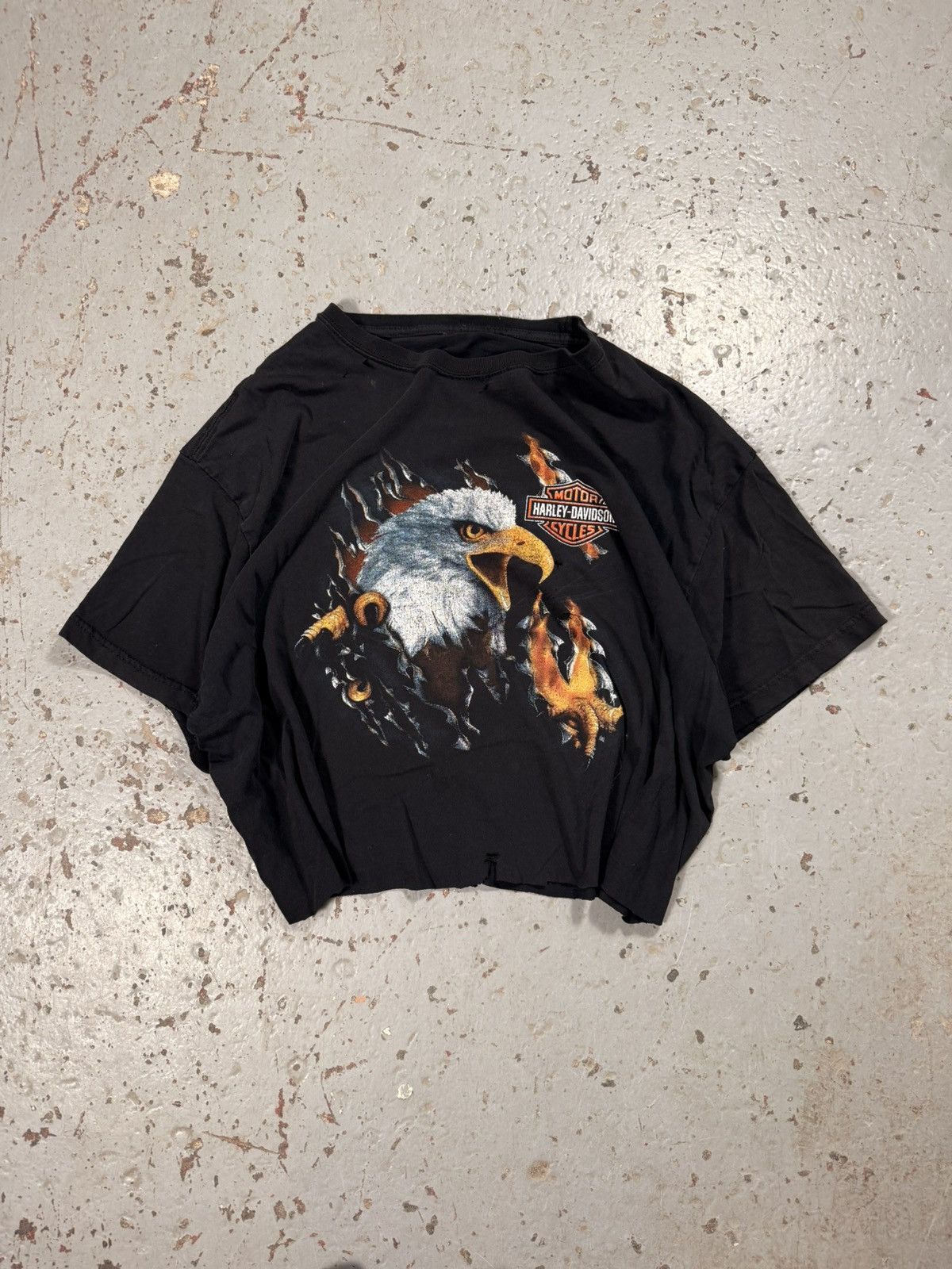 Vintage Vintage Cropped Thrashed Harley Davidson Eagle Breakout Tee Size US L / EU 52-54 / 3 - 2 Thumbnail