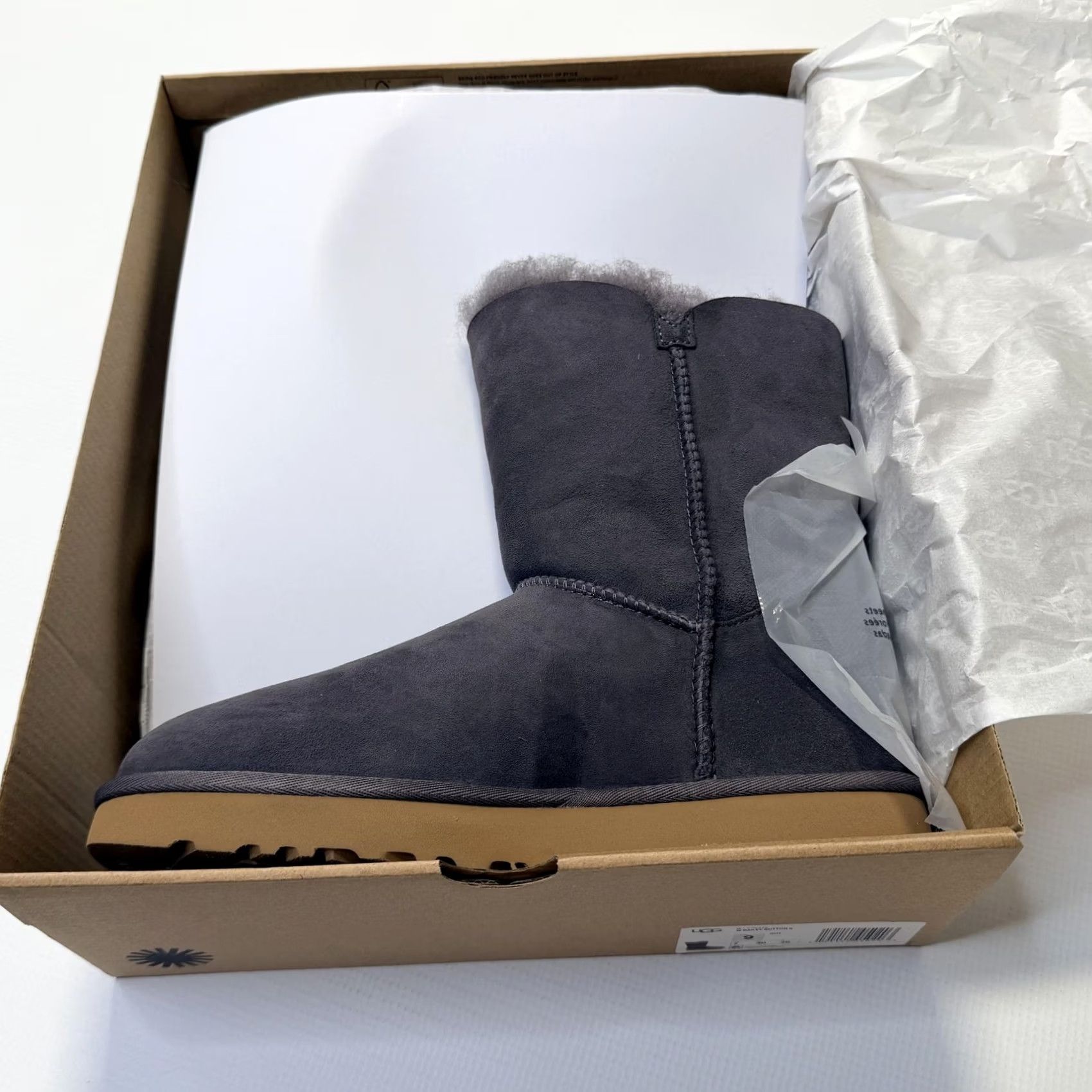 Ugg UGG Bailey Button II Boots Womens Gray Size 9 Suede Shearling Mid Calf Size US 9 / IT 39 - 2 Thumbnail