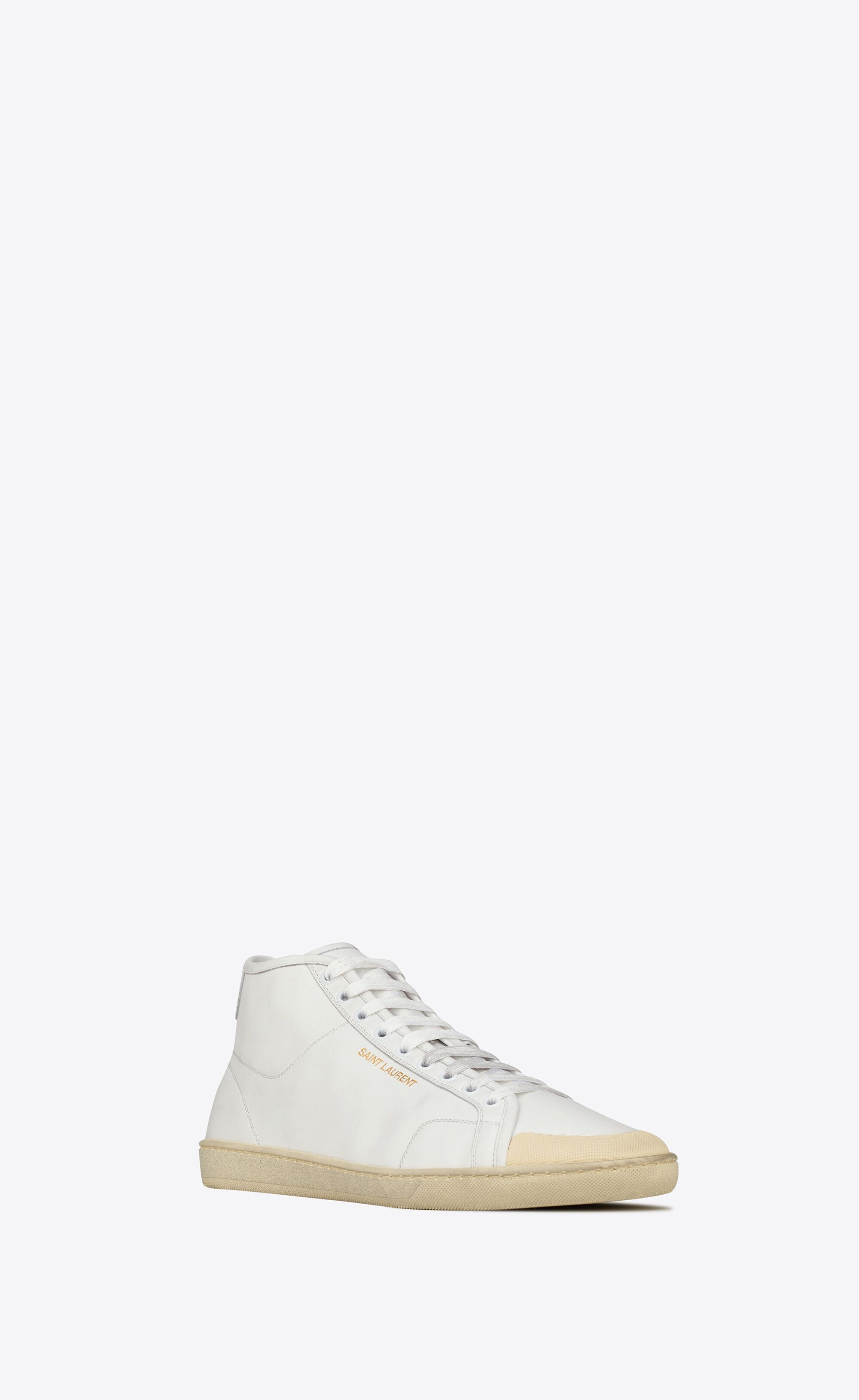 Saint Laurent Paris o1bcso1str0125 Court Classic Sl/39 Mid Top Sneaker in Ivory Size US 9 / EU 42 - 2 Thumbnail