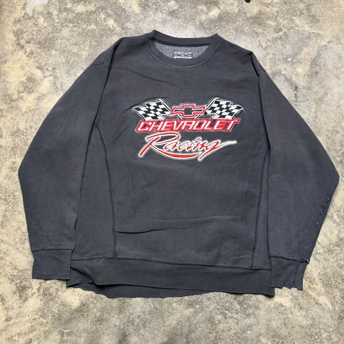 Vintage vintage faded black chevrolet racing thrashing sweatshirt Size US L / EU 52-54 / 3 - 1 Thumbnail