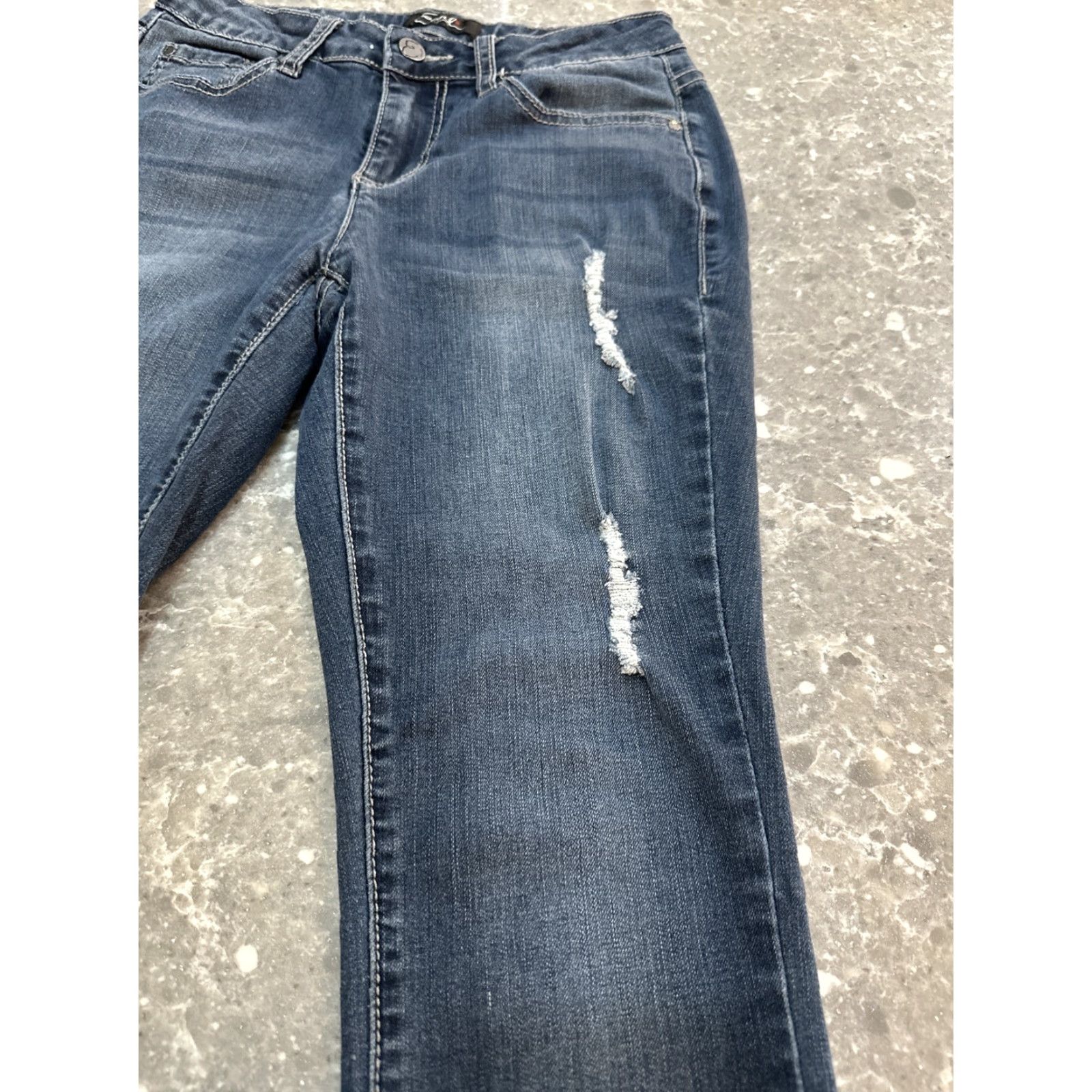Vintage Earl Jeans Skinny Jeans Medium Wash Low Rise Stretch Denim 5-Pocket Zip 26x29 Regular Women US Flag Theme Size 27" / US 4 / IT 40 - 7 Thumbnail