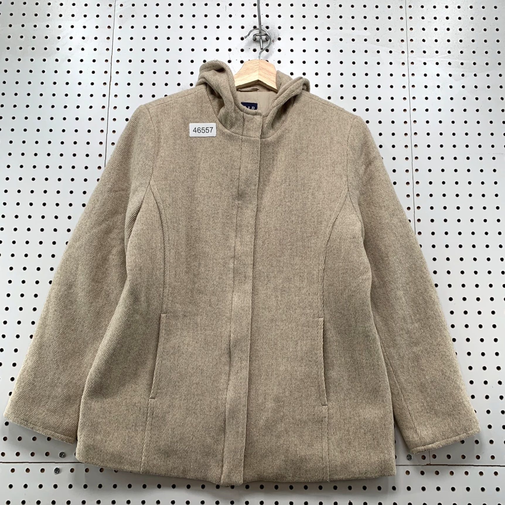 Gap VINTAGE Gap Wool Jacket Womens Large Oatmeal Beige Hooded Lined Insulated Y2K Jacket Size L / US 10 / IT 46 - 2 Thumbnail