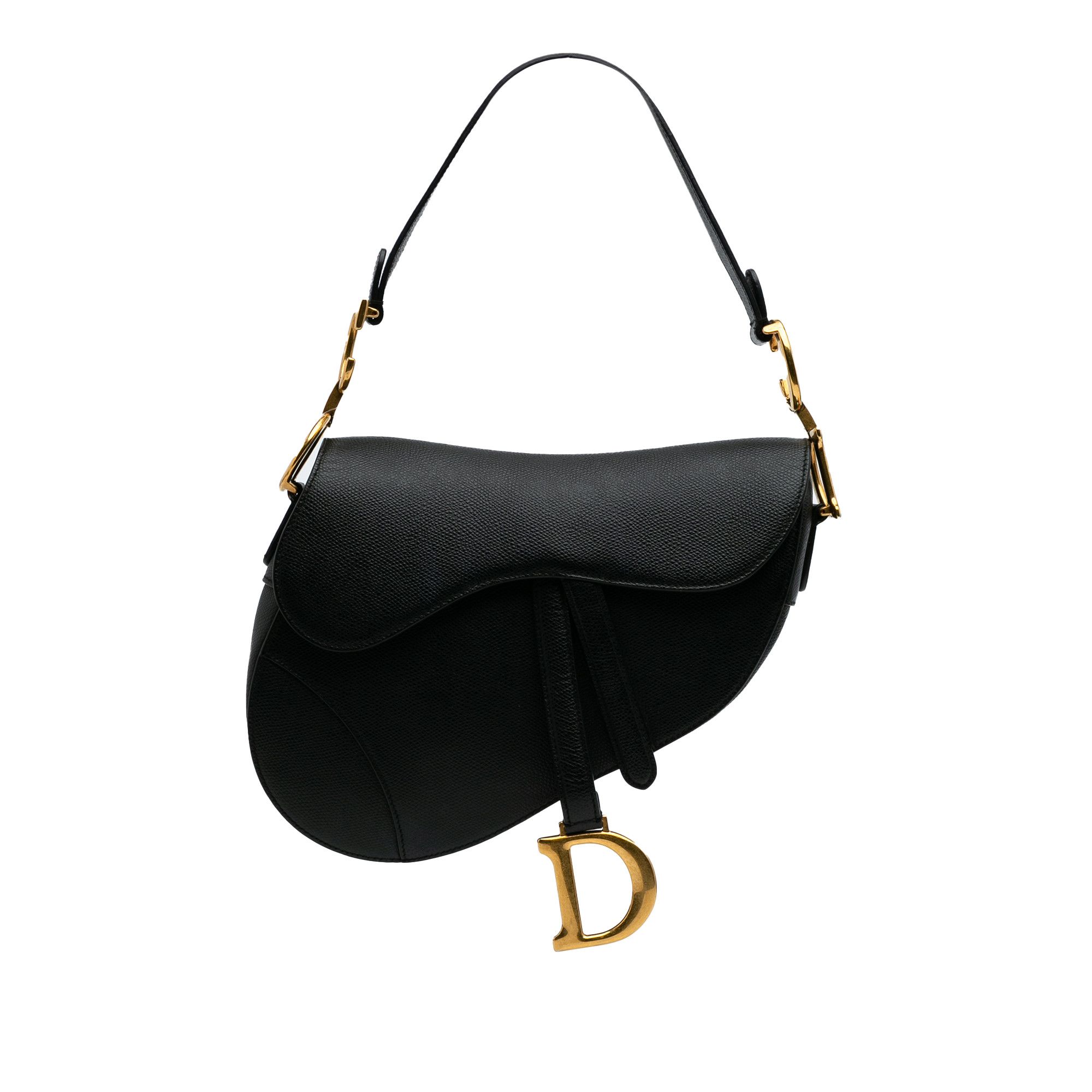 Dior Grained Calfskin Saddle Bag in Black, Women's