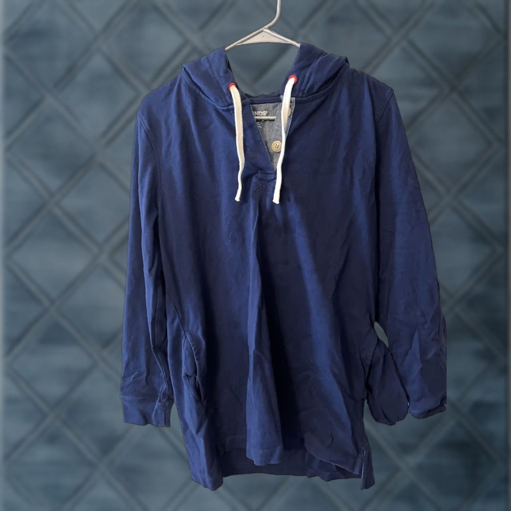 Lands' End Lands End Womens Hoodie Navy Pullover Hooded M 10-12 Sweats Hoodie Sweatshirt Classic Outdoor Activewear Mens Womens Girls Size M / US 6-8 / IT 42-44 - 1 Thumbnail