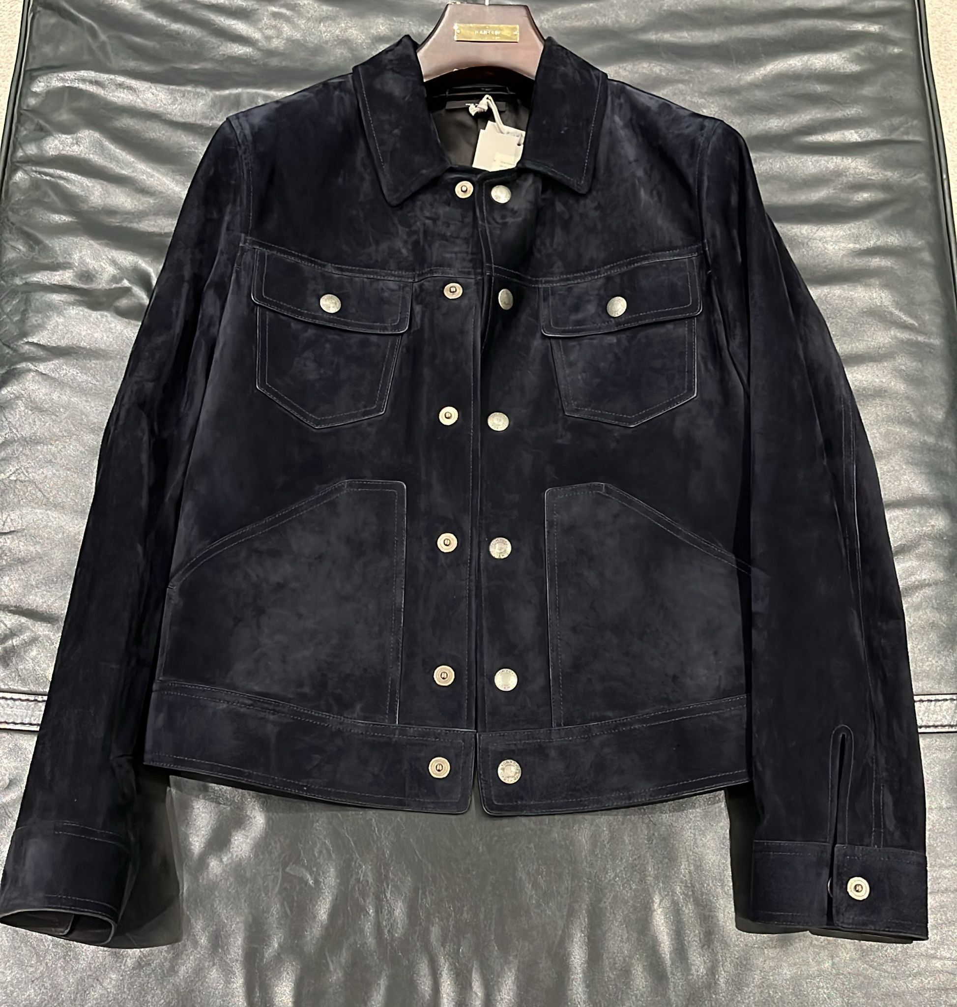 Tom Ford o1loc1c0725 TFL754 Leather Wear Blouson Jacket in Navy Blue Size US M / EU 48-50 / 2 - 1 Thumbnail