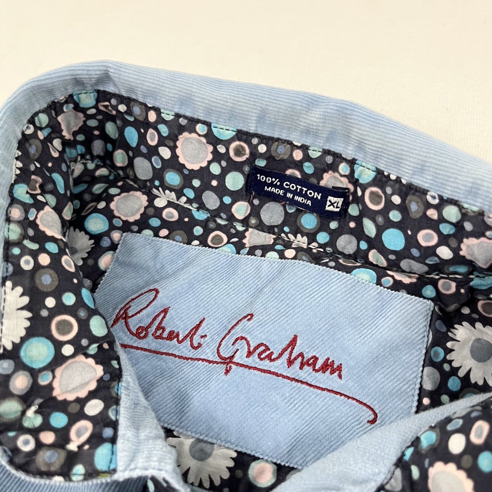 Robert Graham VINTAGE Robert Graham Shirt Men XL Blue Corduroy Button Up Preppy Casual Cotton L/S (Fair Condition) Size US XL / EU 56 / 4 - 2 Thumbnail