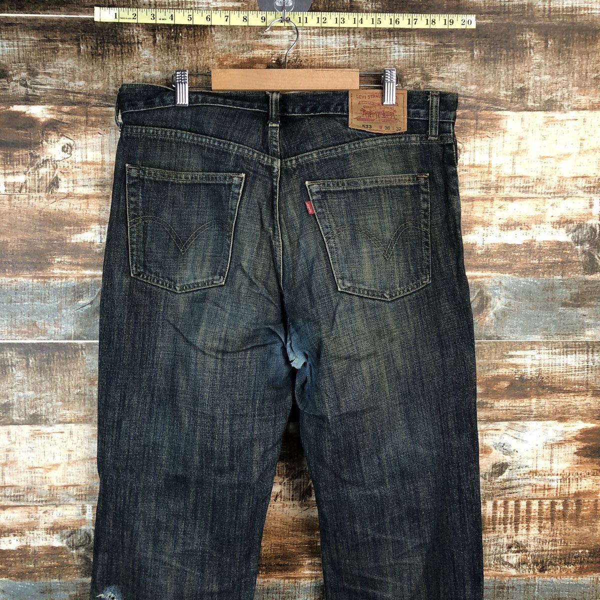 Levi's DLL Levis 533 Blue ripped Denim jeans Pants #C208 Size US 36 / EU 52 - 13 Thumbnail