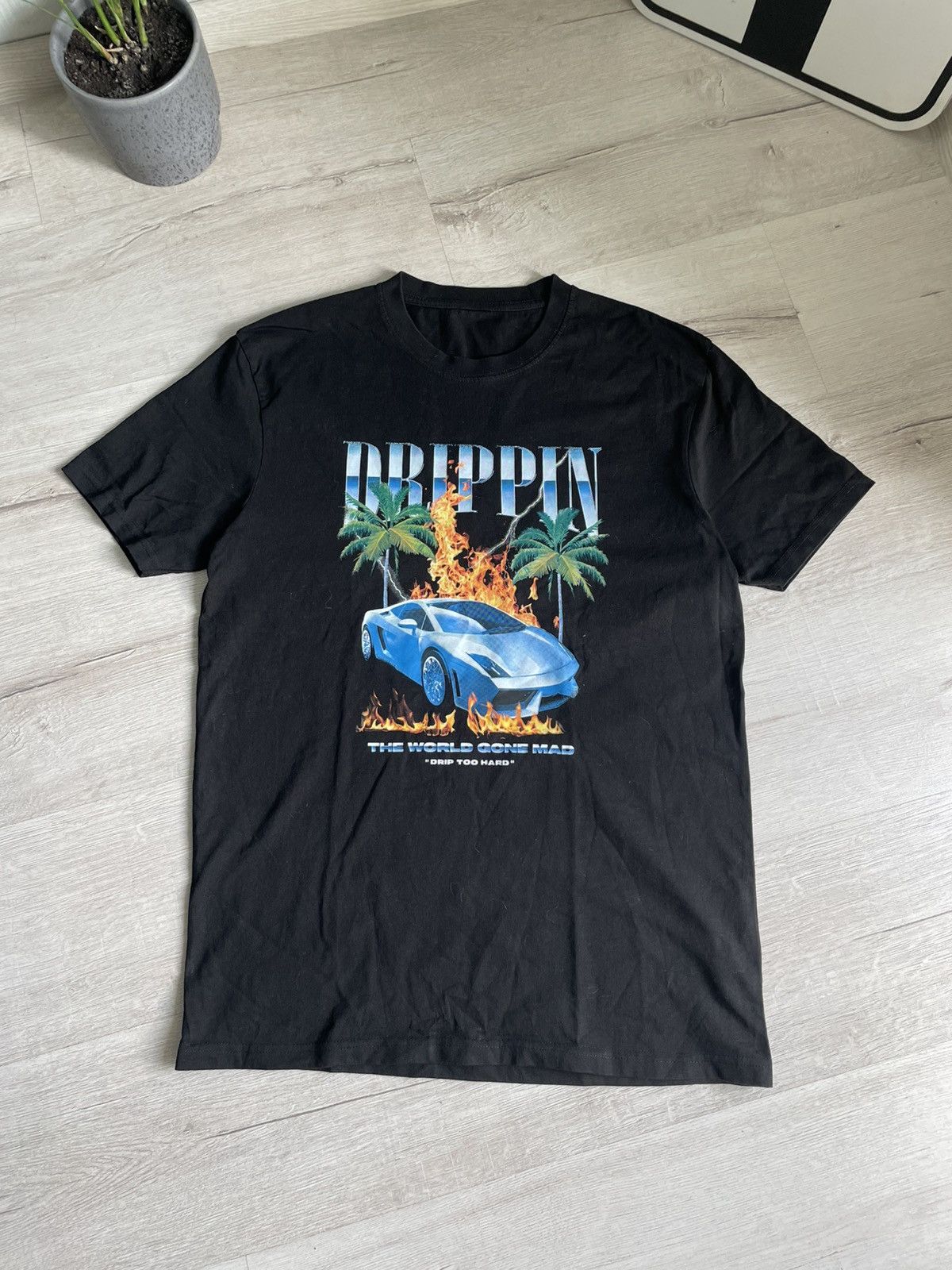 Lamborghini × Rap Tees Drippin Fire Tee Drip Too Hard Rap T-shirt Size US L / EU 52-54 / 3 - 3 Thumbnail