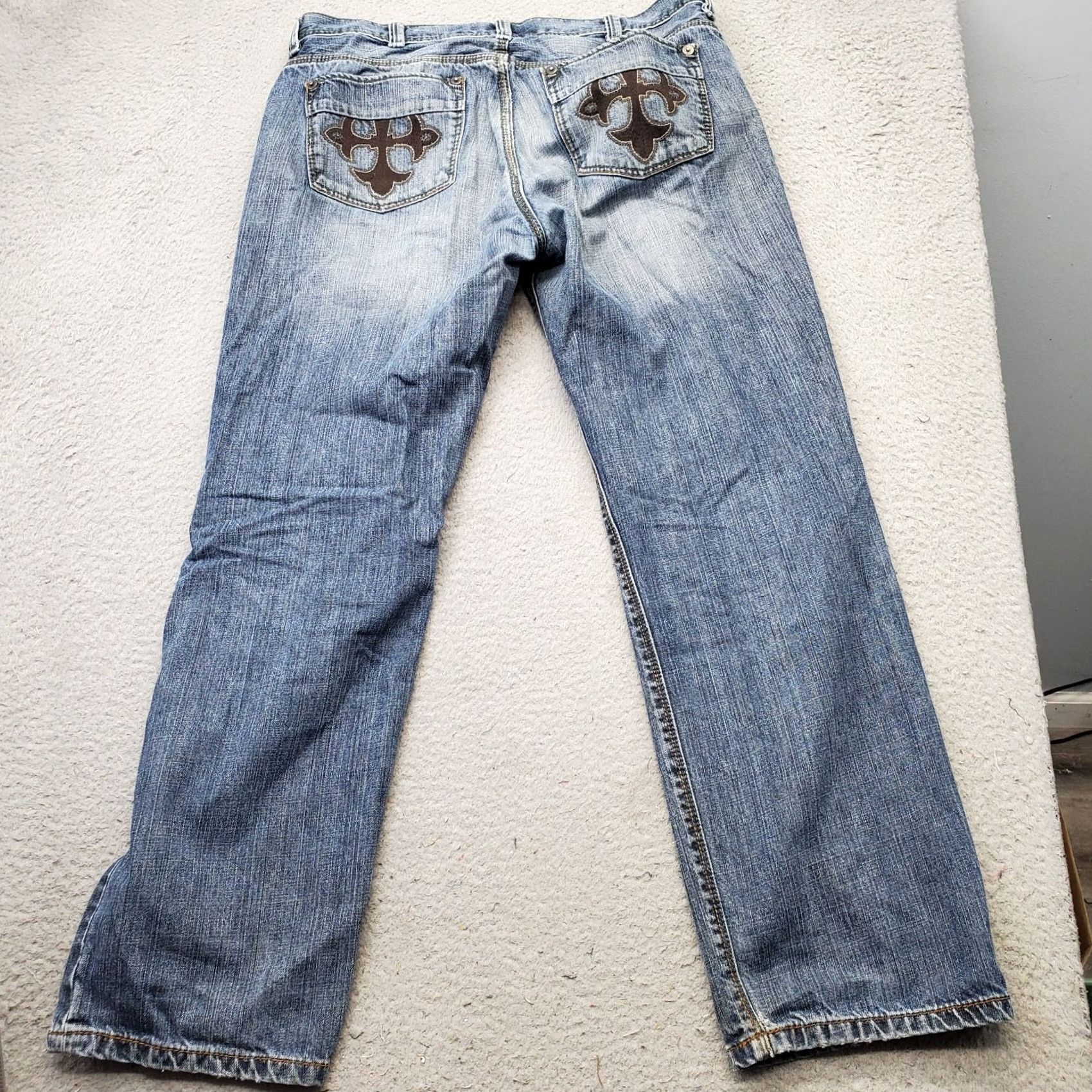 DKNY DKNY Mens 36 Jeans Blue Denim Straight 5-Pocket Belt-Buckle Button 30.5 Inseam Regular Stretch 100% Cotton Vintage: No Size US 36 / EU 52 - 2 Thumbnail