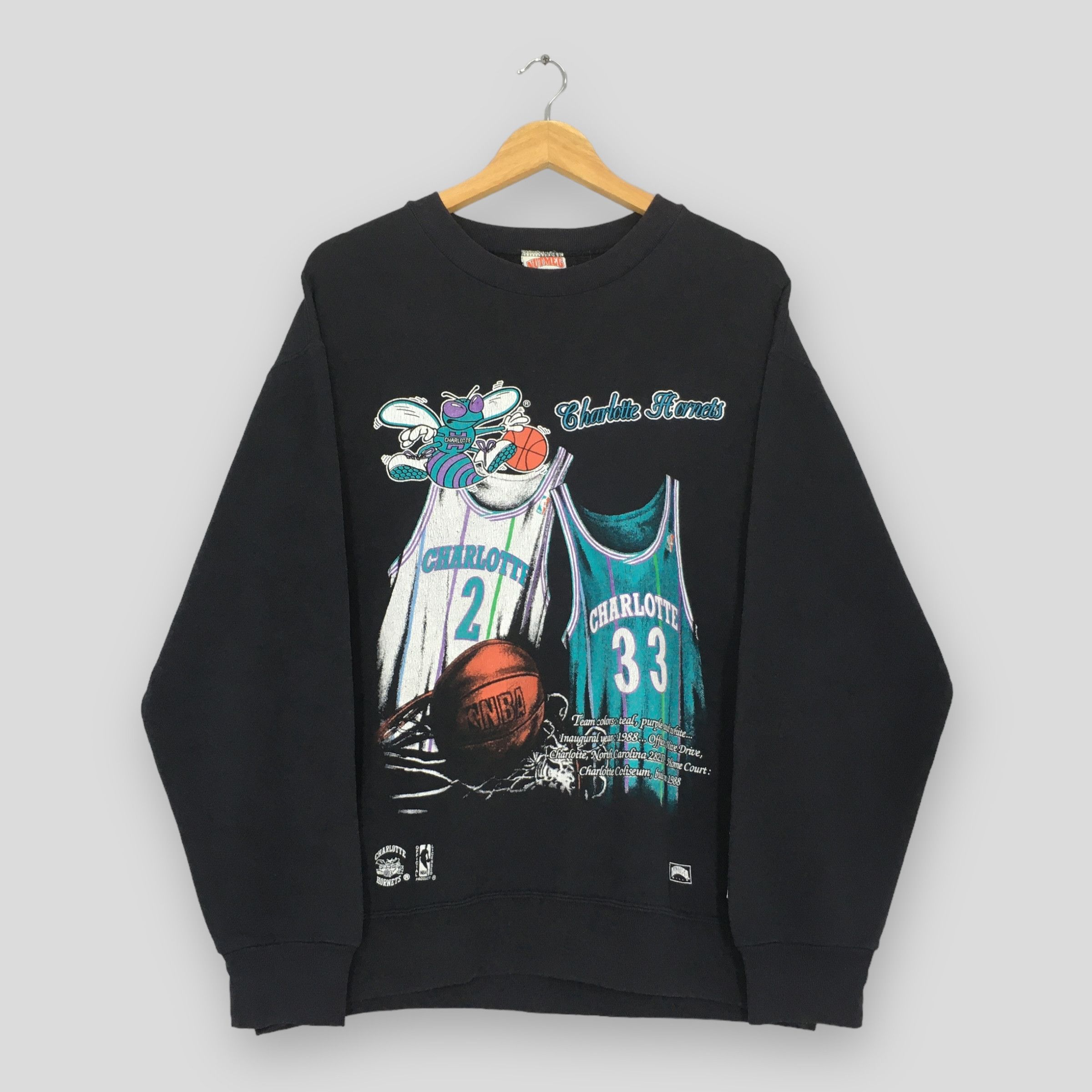 NBA × Vintage Vintage 90s Charlotte Hornets NBA Sweatshirt Medium Size US M / EU 48-50 / 2 - 1 Thumbnail