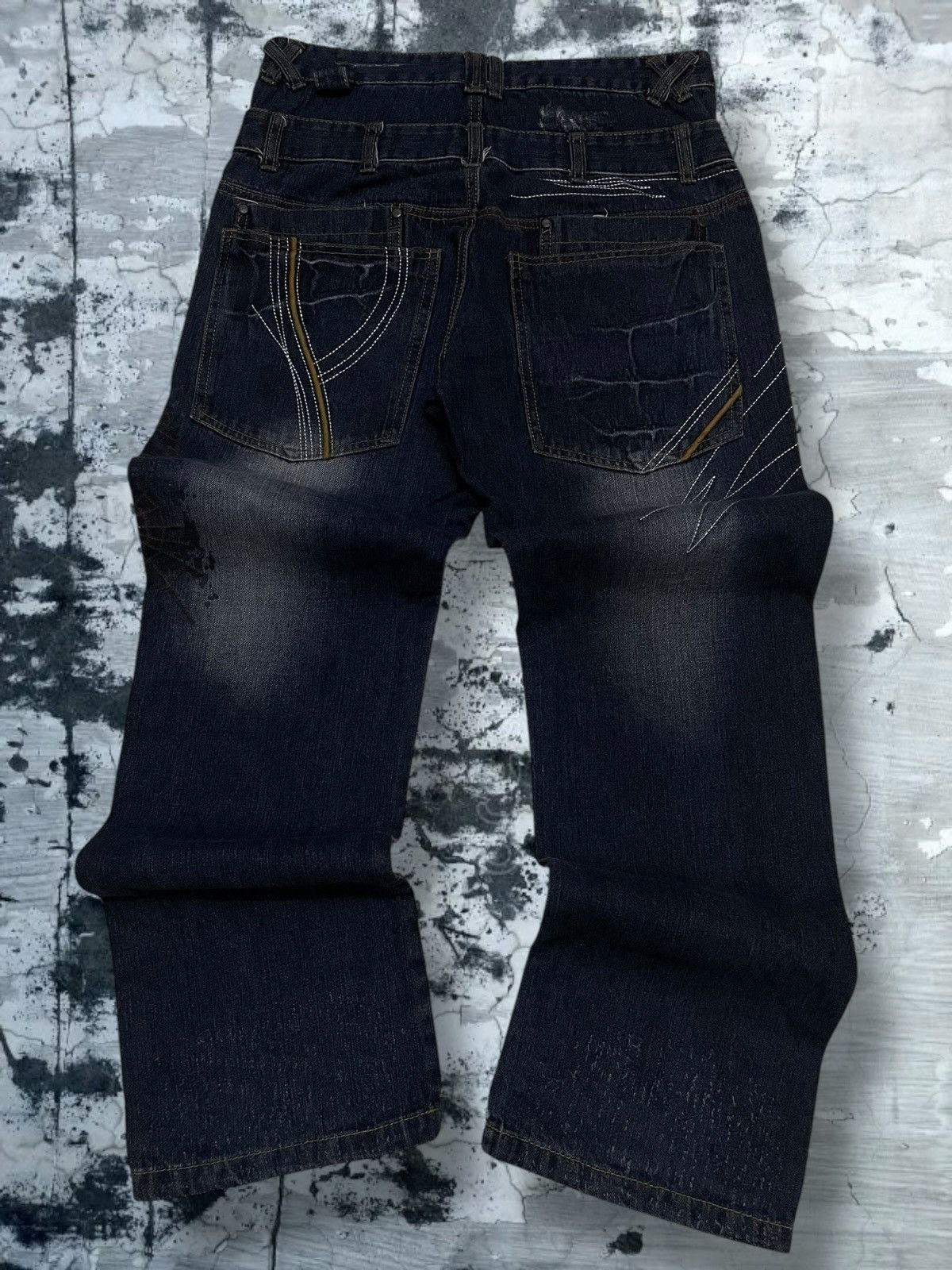 Japanese Brand Vintage Og 90s Japan Designer CEO Mad Punk Spider Web Denim Size US 30 / EU 46 - 10 Thumbnail
