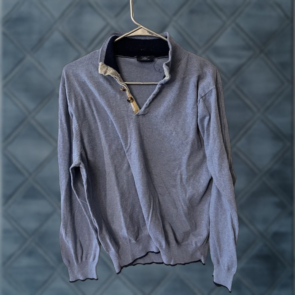 Joseph Abboud Joseph Abboud Sweater Men L Cotton 1/4 Zip Pullover Blue Knit Mock Neck Size US L / EU 52-54 / 3 - 1 Thumbnail