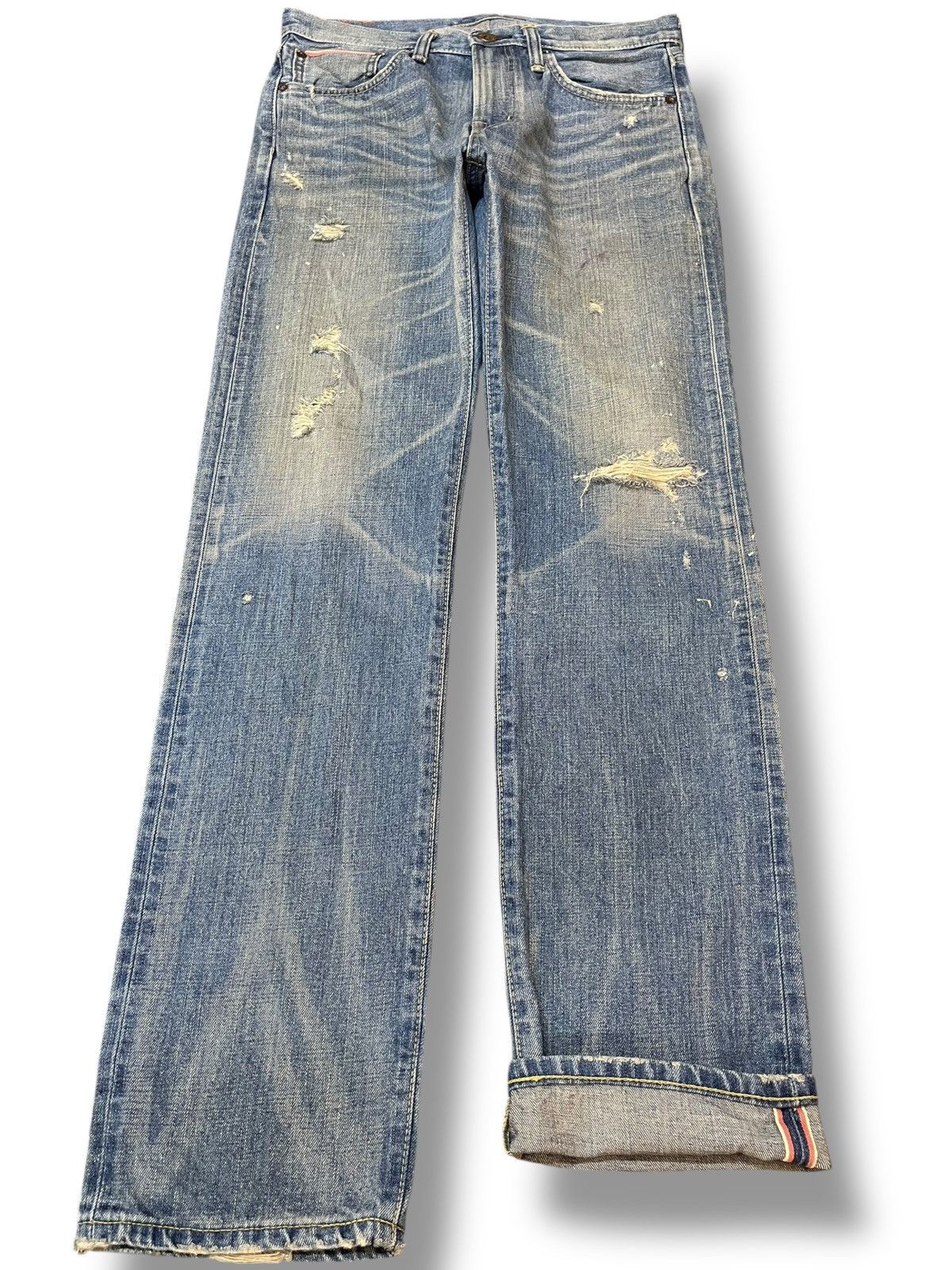 Edwin Vintage Edwin 505zx Selvedge Buckle Belt Distressed Denim Size US 31 - 1 Thumbnail