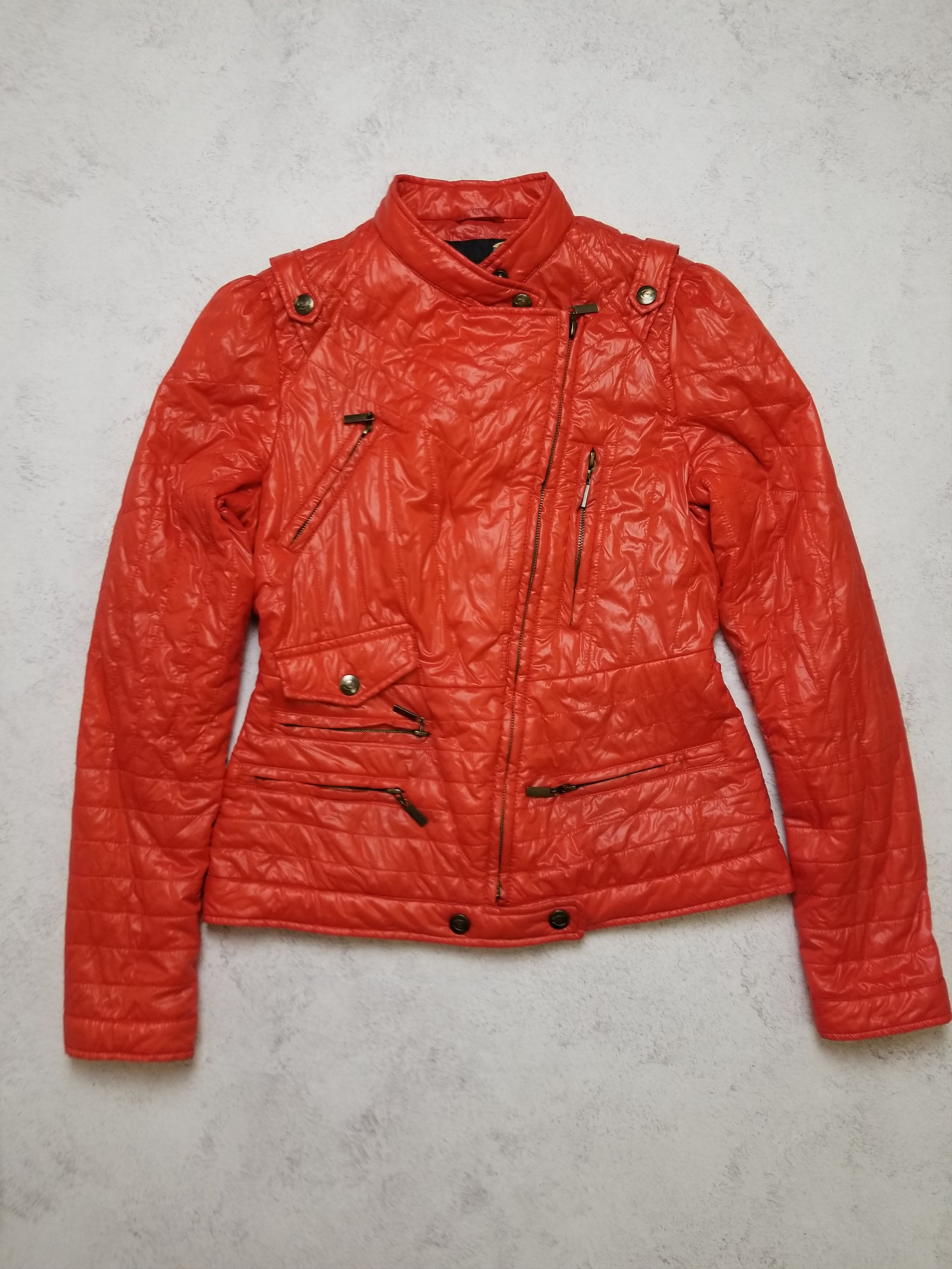 Just Cavalli Y2K Biker Slim Puffer Red Jacket Size M / US 6-8 / IT 42-44 - 1 Thumbnail