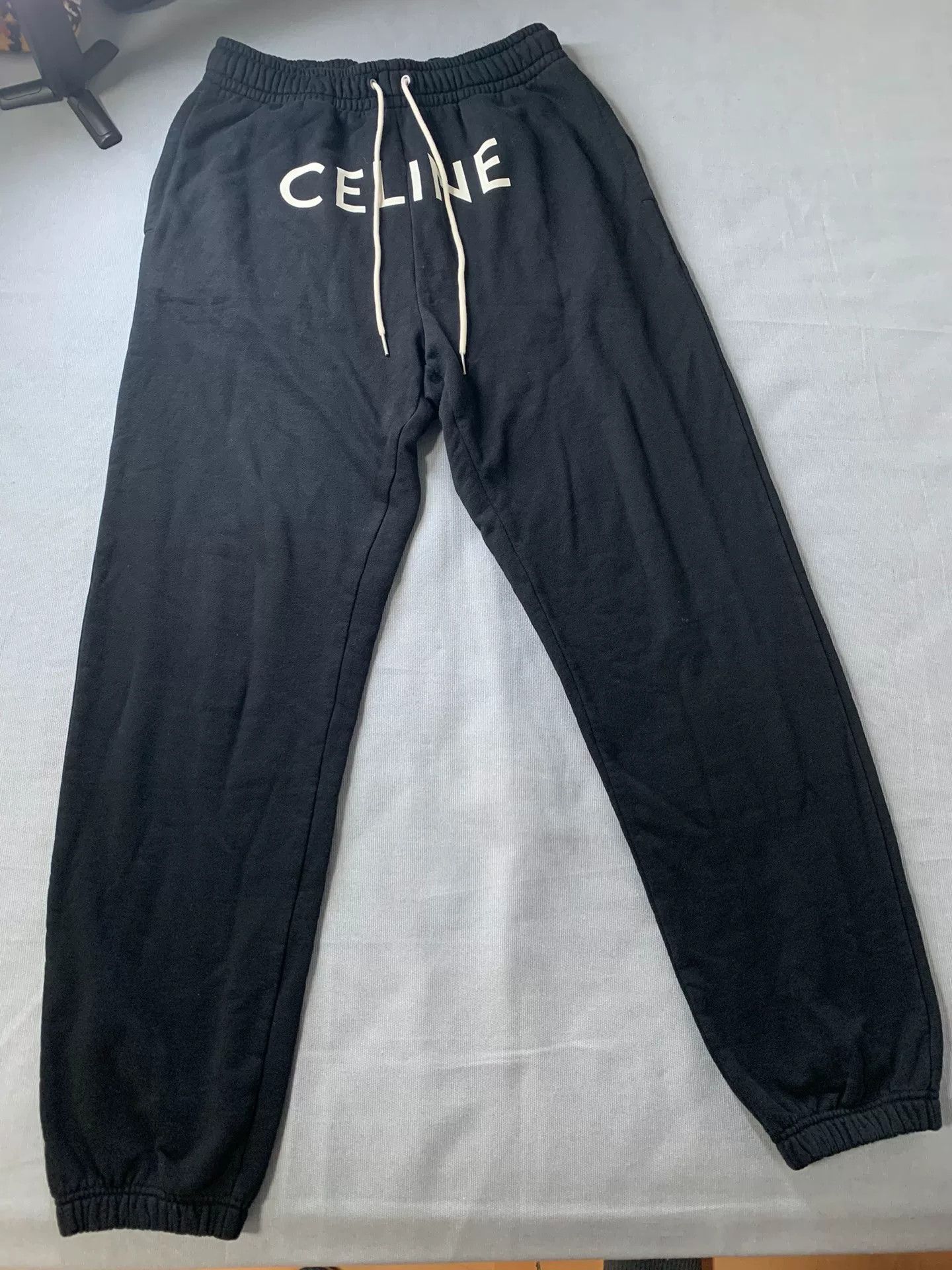 Celine Celine Black Logo Print Cotton Pants Size US 32 / EU 48 - 1 Thumbnail