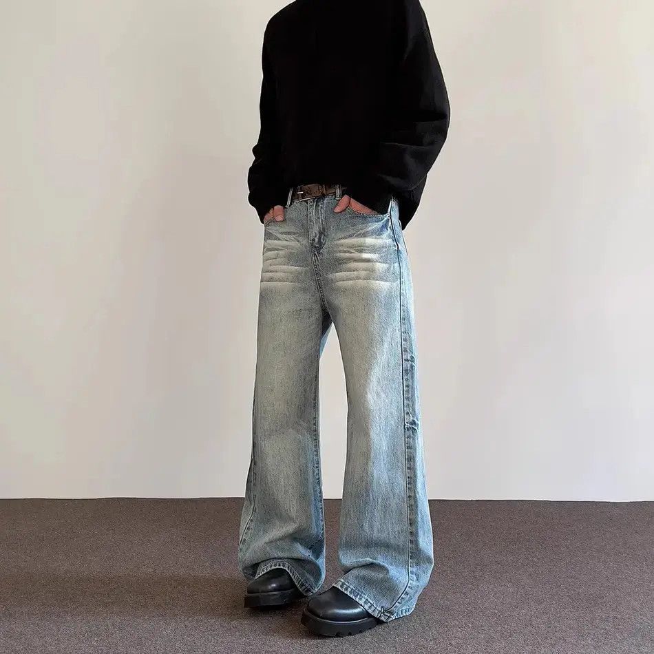 Japanese Brand Retro loose straight leg wide leg cat whisker jeans Size US 32 / EU 48 - 2 Thumbnail
