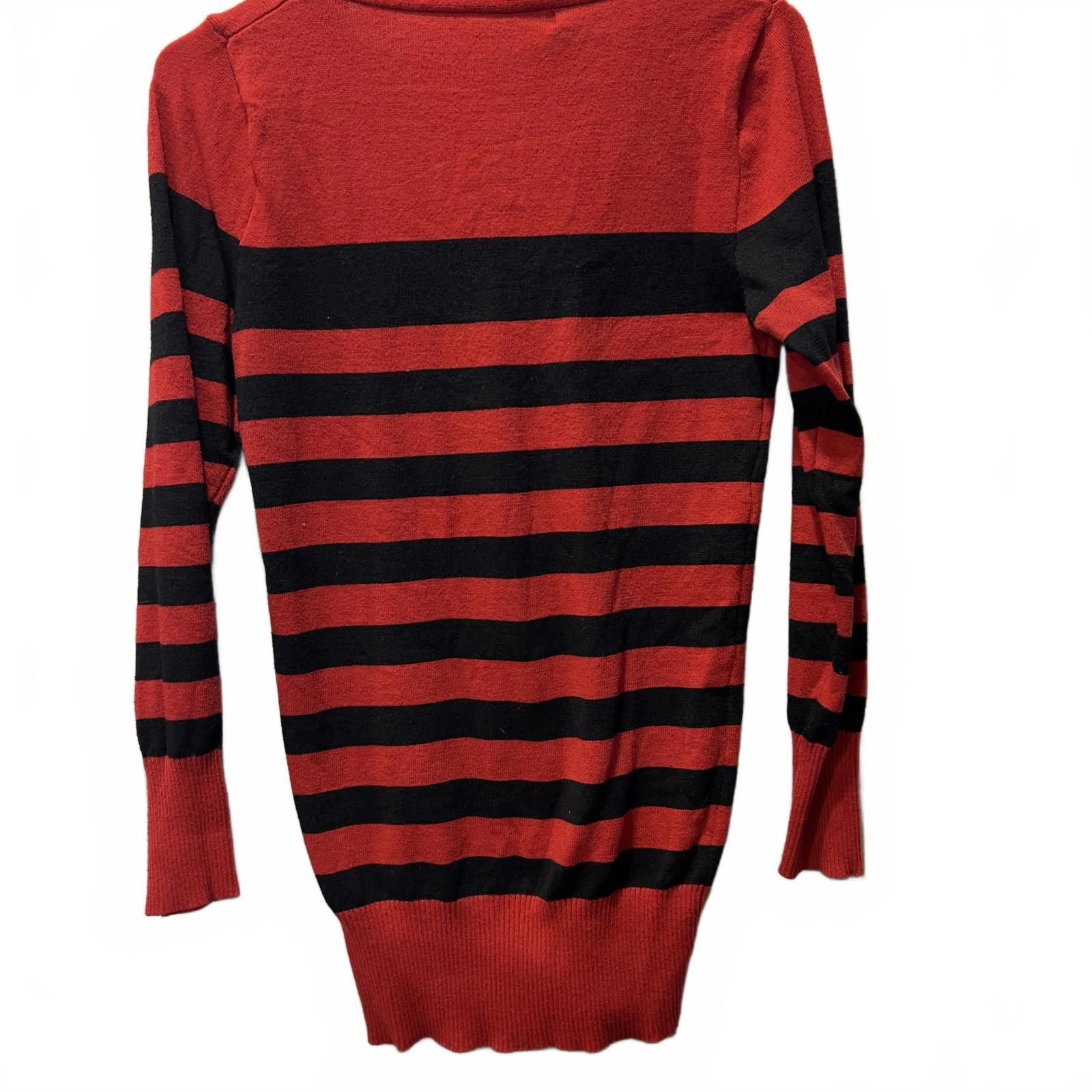 Other Mia Mia Red and Black Striped Women's Cardigan Sweater Size M / US 6-8 / IT 42-44 - 2 Thumbnail