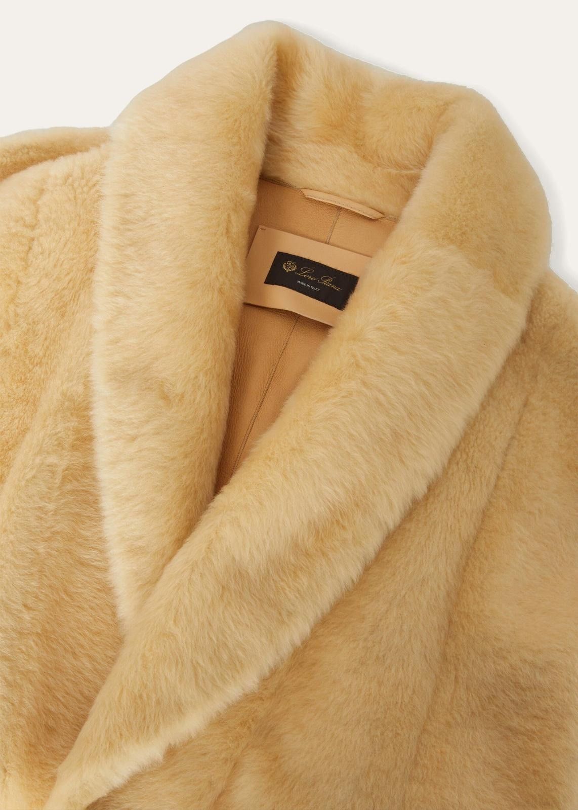 Loro Piana o1srvl11e1124 Long Shearling Thierry Coat in Yellow Size L / US 10 / IT 46 - 3 Thumbnail