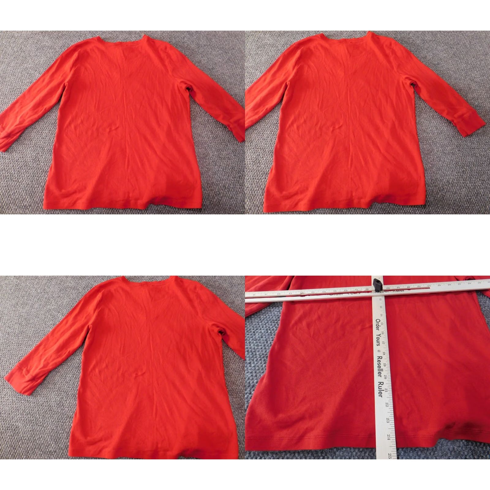 Jones New York Jones New York Womens Sweater XL Red V-Neck Pullover Raglan Sleeve Open-Knit 100% Cotton Logo Modern Regular Women Small Details: Floral Accent Size XL / US 12-14 / IT 48-50 - 8 Thumbnail
