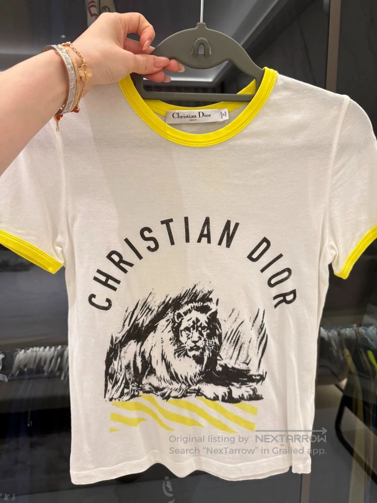 Dior christian dior classic t-shirt with yellow trim. Size US XS / EU 42 / 0 - 1 Thumbnail