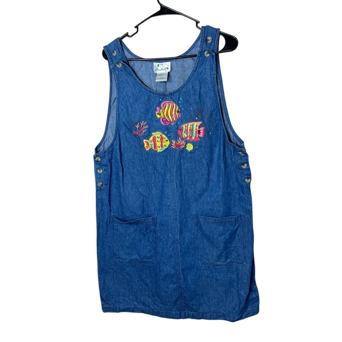 Other Vintage The Quaker Factory Denim Embroidered Fish Sleeveless Size L / US 10 / IT 46 - 1 Thumbnail