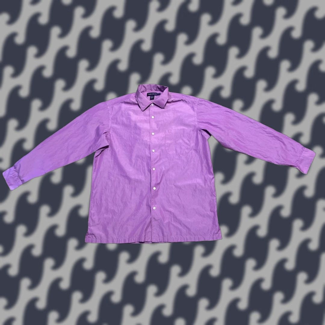 VINTAGE Ralph Lauren Purple Label Shirt Men Large Cotton Long