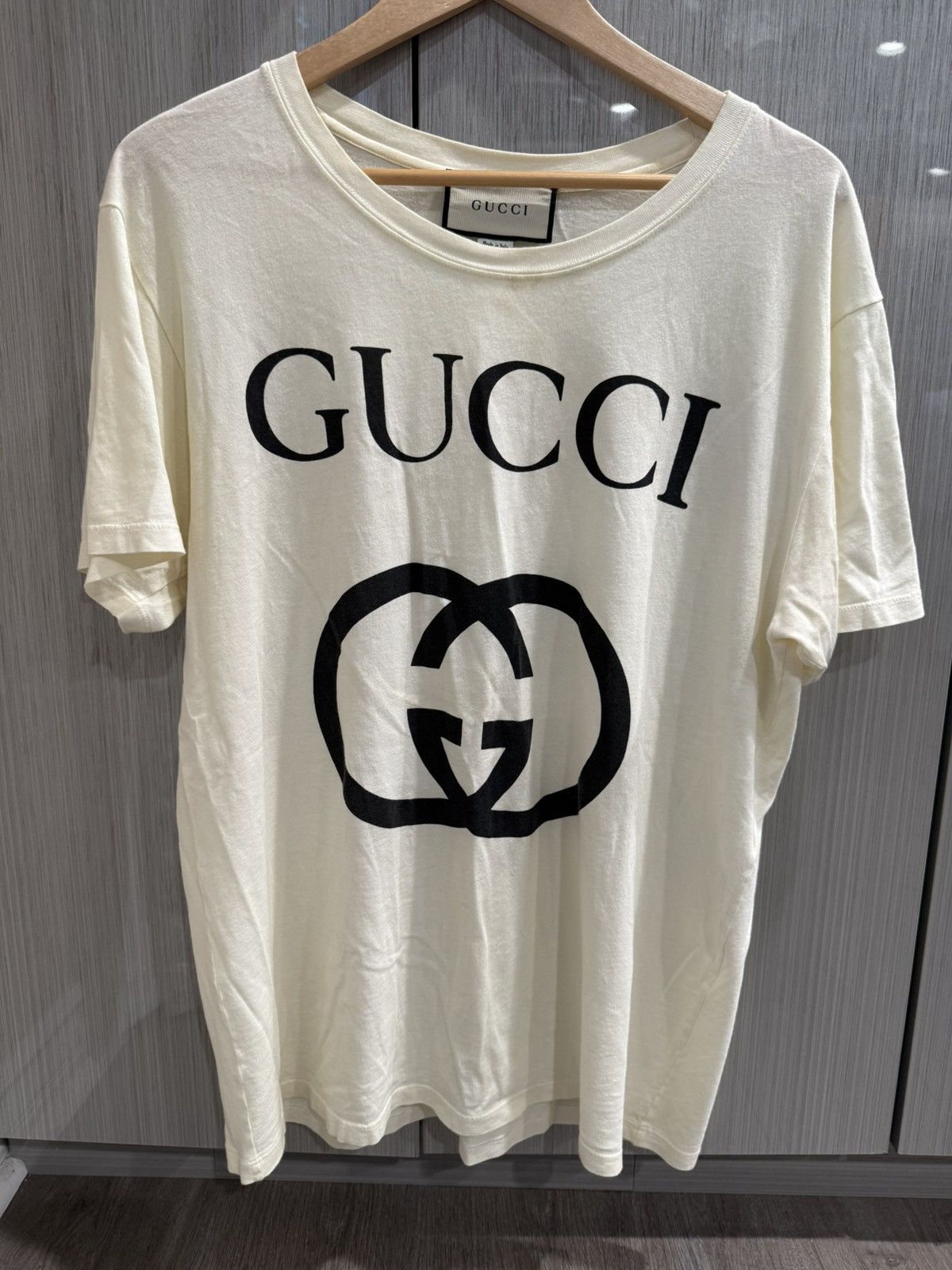 Gucci Gucci Beige GG Logo T Shirt Size US M / EU 48-50 / 2 - 1 Thumbnail