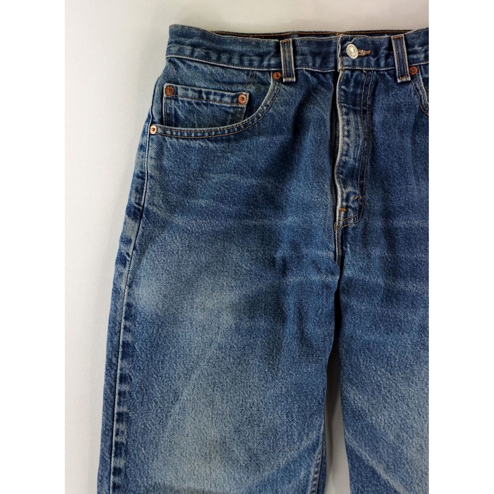 Levi's VINTAGE Levi's 505 Jeans VTG Y2K Made USA Whiskering Mens 31x29 Actual 31x30 Blue Straight Jeans Men Size US 31 - 4 Thumbnail