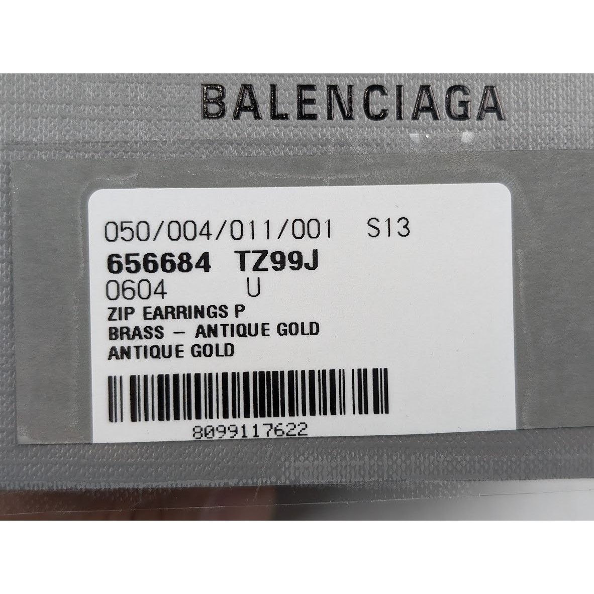 Balenciaga o1rshd1 Size: OS / Women's Zip Earrings Brass/Antique Gold Size ONE SIZE - 21 Thumbnail