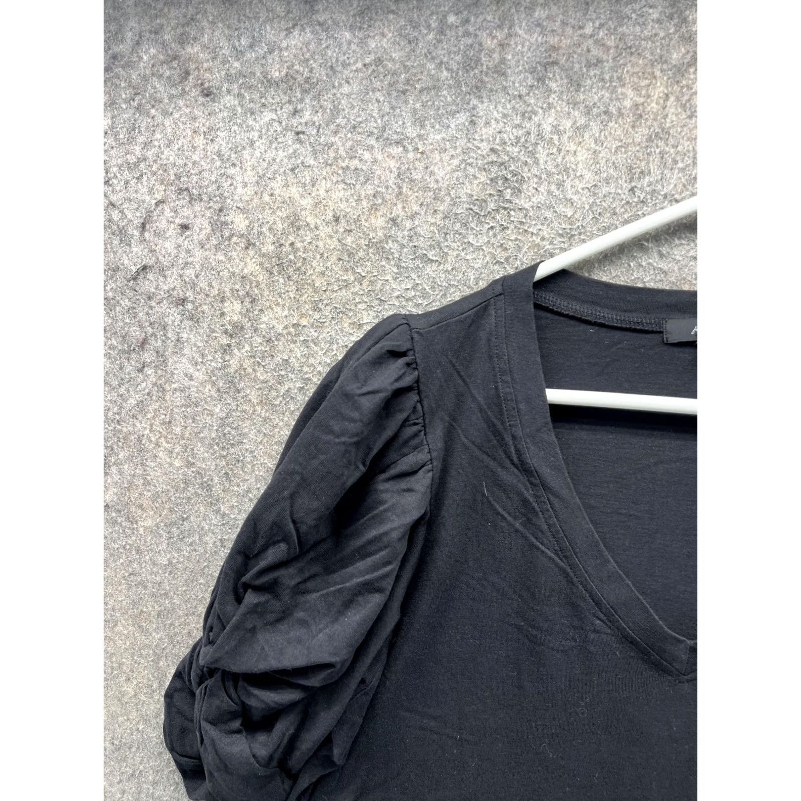 7 For All Mankind 7 For All Mankind Shirt Womens Large Black V Neck Puff Short Sleeve Jersey Top Size L / US 10 / IT 46 - 6 Thumbnail