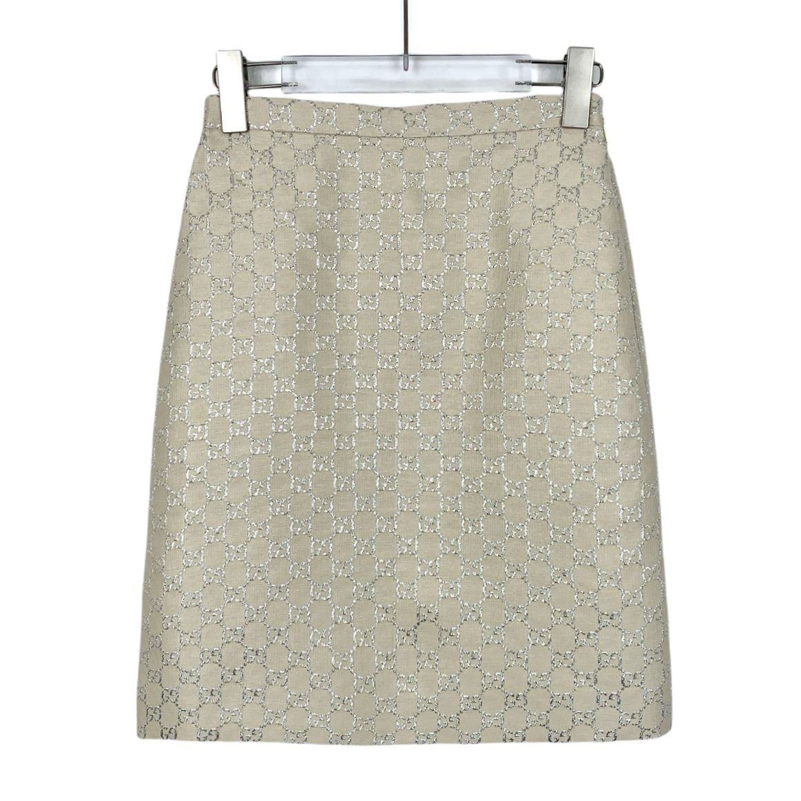 Gucci Gucci Beige Logo Jacquard Full Print Wool Skirt Size 36 XS M Size 36" / US 14 / IT 50 - 1 Thumbnail