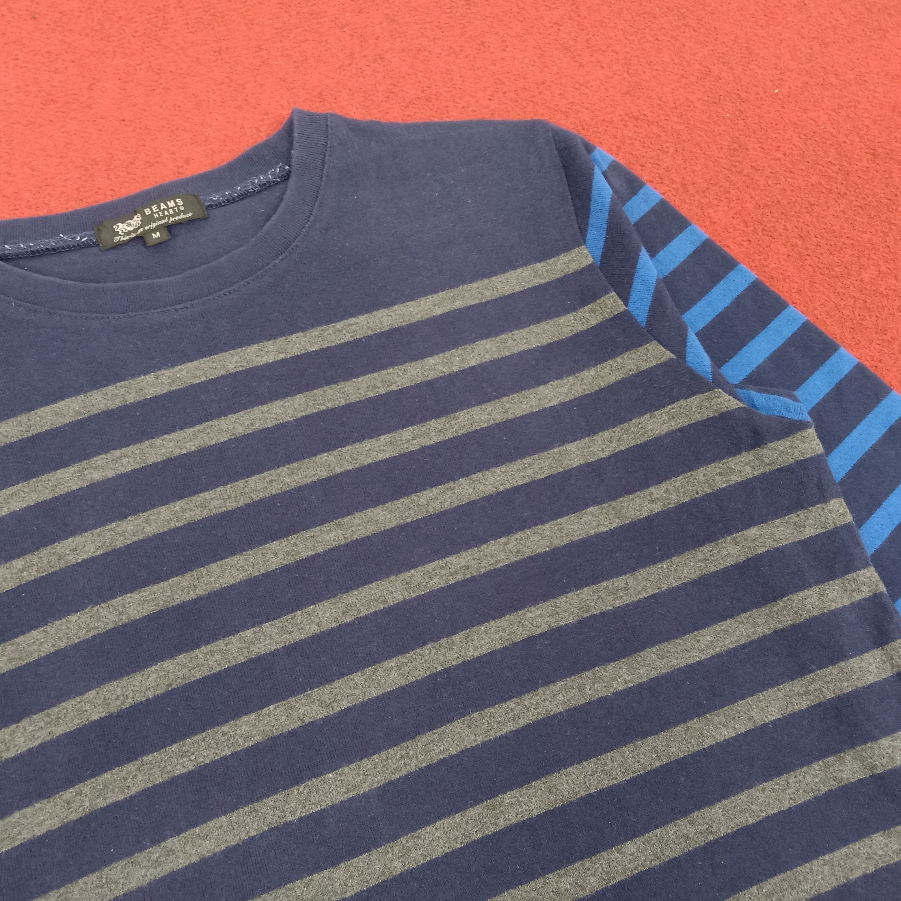 Beams Plus × Vintage Beams Japanese Brand Streetwear Style Stripes Design Tshirt Size US M / EU 48-50 / 2 - 2 Thumbnail