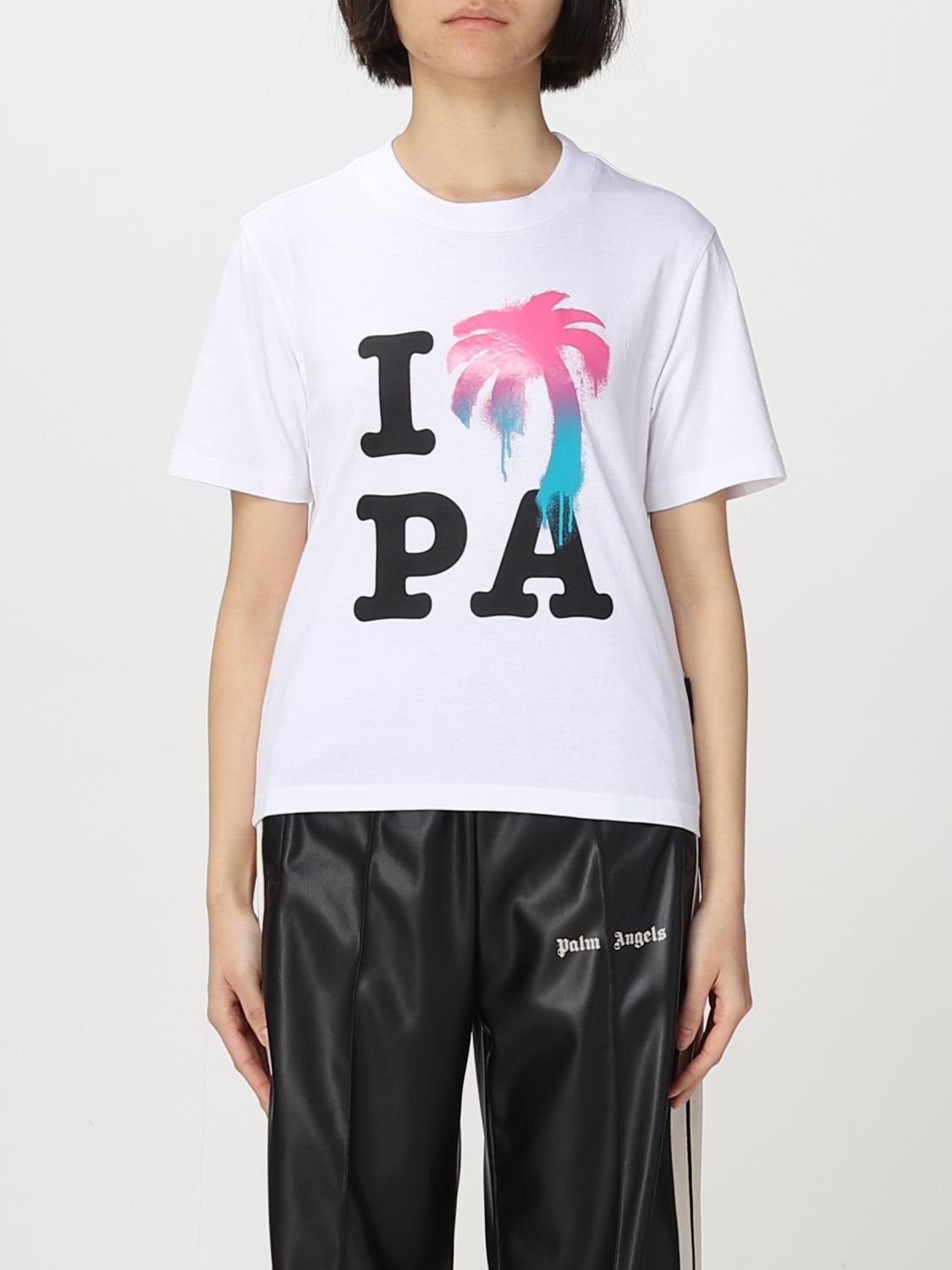 Palm Angels o1y1225 Logo Crewneck T-Shirt in White Size XXL / US 16-18 / IT 52-54 - 1 Thumbnail