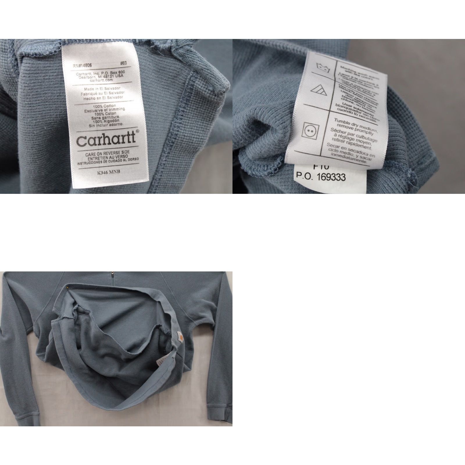 Carhartt VINTAGE Carhartt Waffle Knit Pullover Shirt Mens XL Blue Grey Thermal Long Sleeve Pocket Size US XL / EU 56 / 4 - 8 Thumbnail
