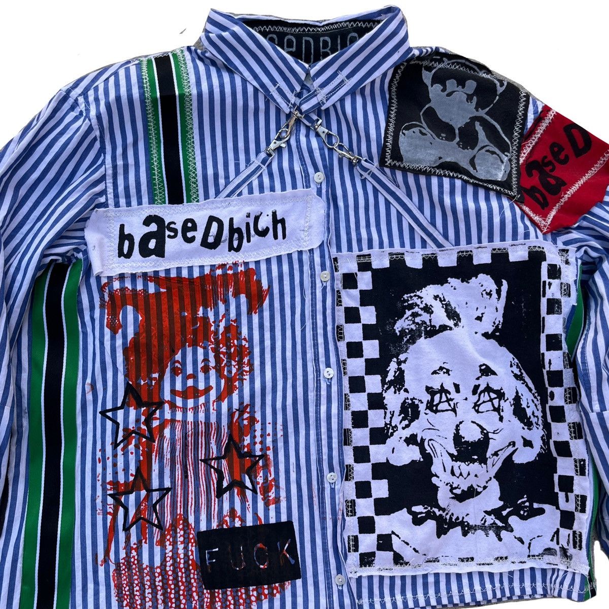 Other Basedbich custom pin stripe shirt with patches size small Size US S / EU 44-46 / 1 - 2 Thumbnail