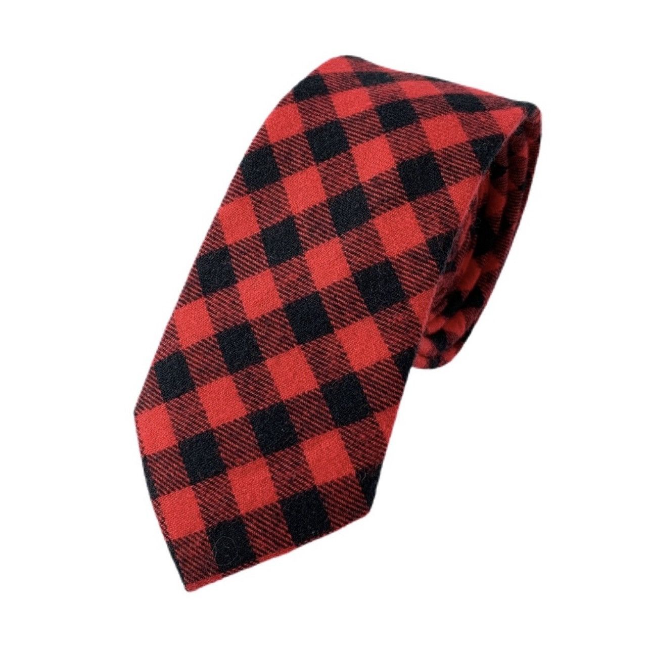 Other Men's Red/Black Buffalo Plaid Necktie Size ONE SIZE - 3 Thumbnail
