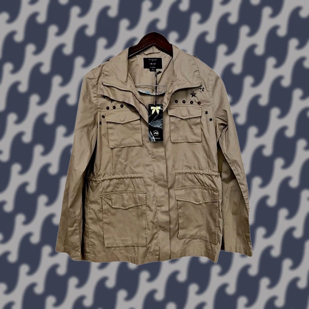 Vintage Iris Jacket Utility Military Cargo Cotton Snap Zip Khaki Small Womens Tan Safari Size S / US 4 / IT 40 - 1 Thumbnail