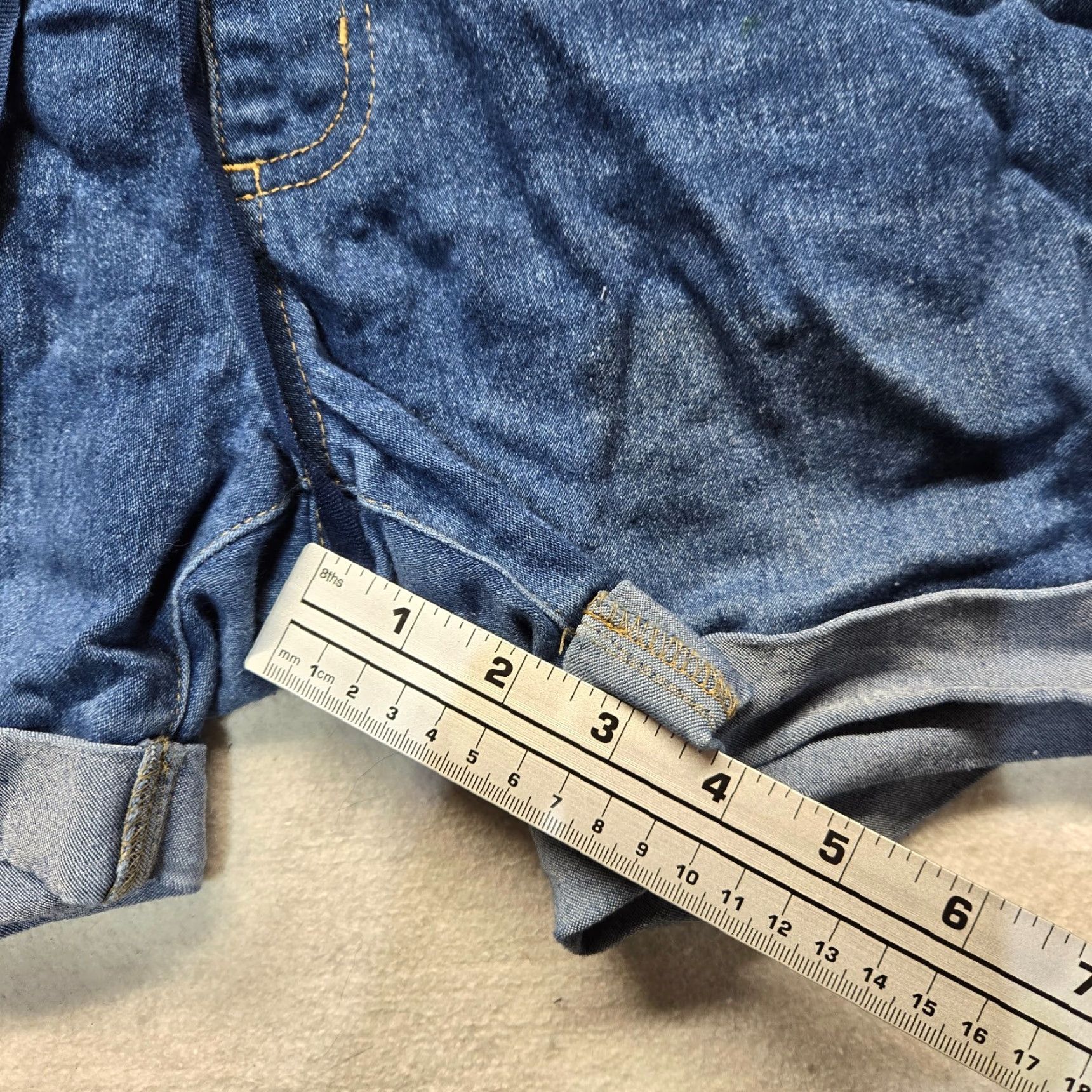 Vintage Just Be Solid Blue Jean Shorts Dark Wash Stretch Adult Women's Size S Small Denim Shorts 5-Pocket Classic Stretch Womens Size 28" / US 6 / IT 42 - 5 Thumbnail
