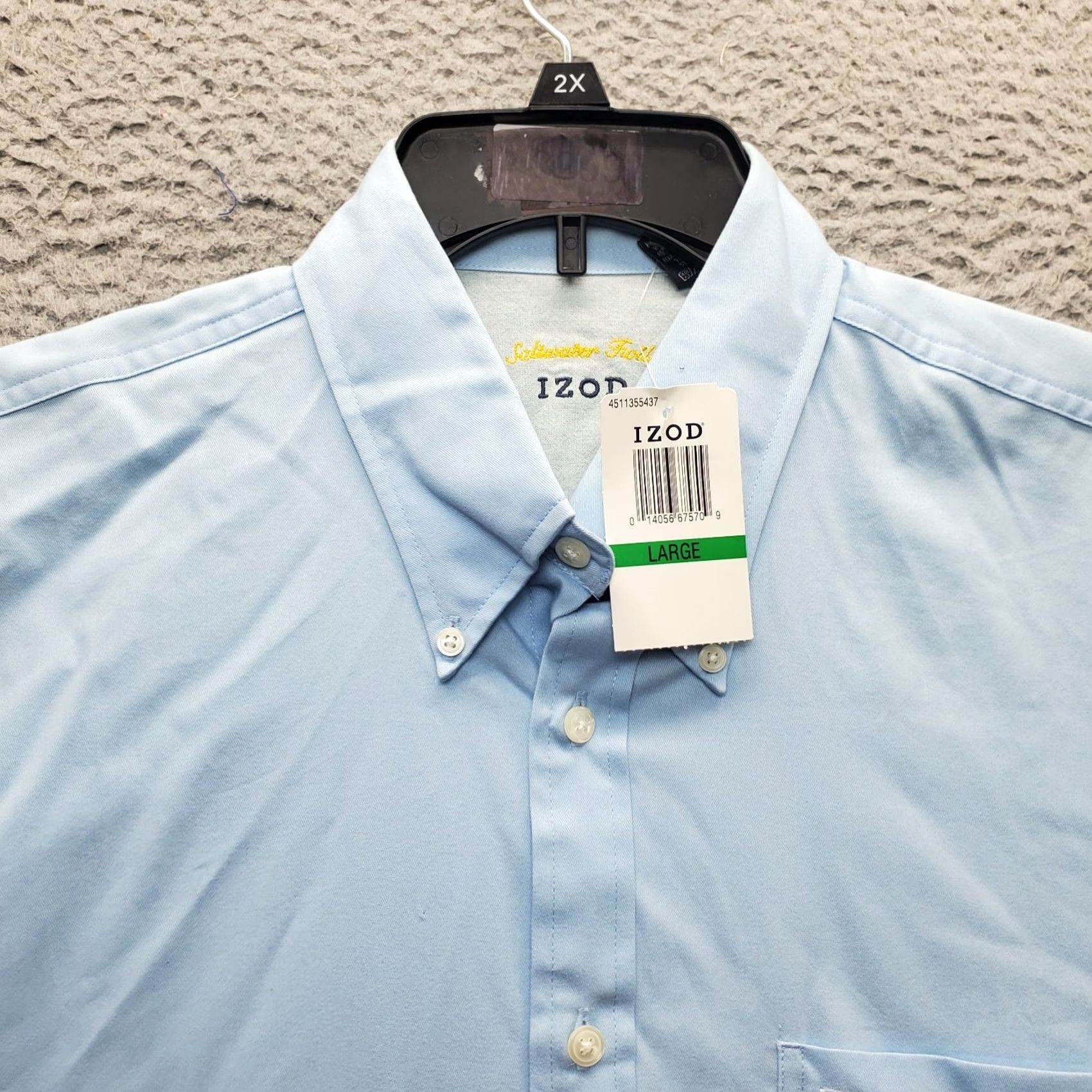 Izod IZOD Saltwater Shirt Mens Large Blue Classic Fit Easy Care Collared Button Down Size US L / EU 52-54 / 3 - 5 Thumbnail