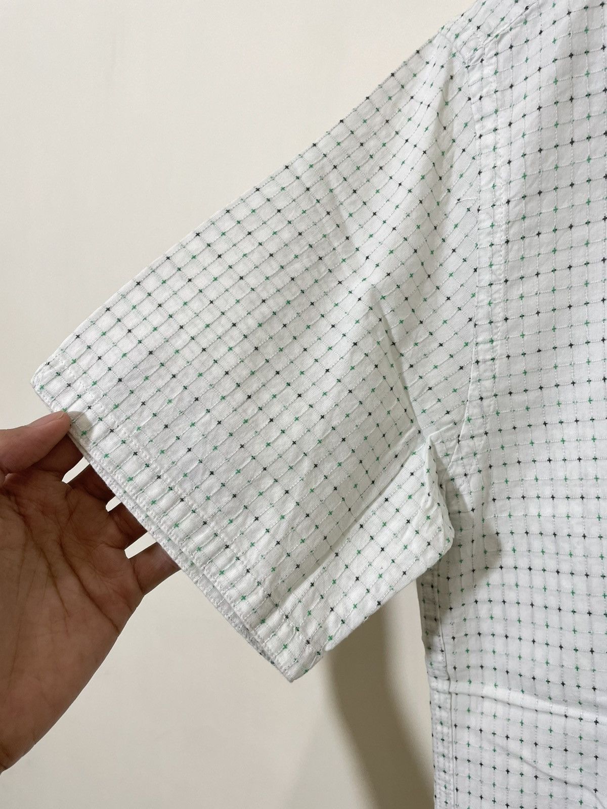 Balenciaga 2000s Japan White Micro Check Short Sleeve Button Up Shirt Size US M / EU 48-50 / 2 - 4 Thumbnail