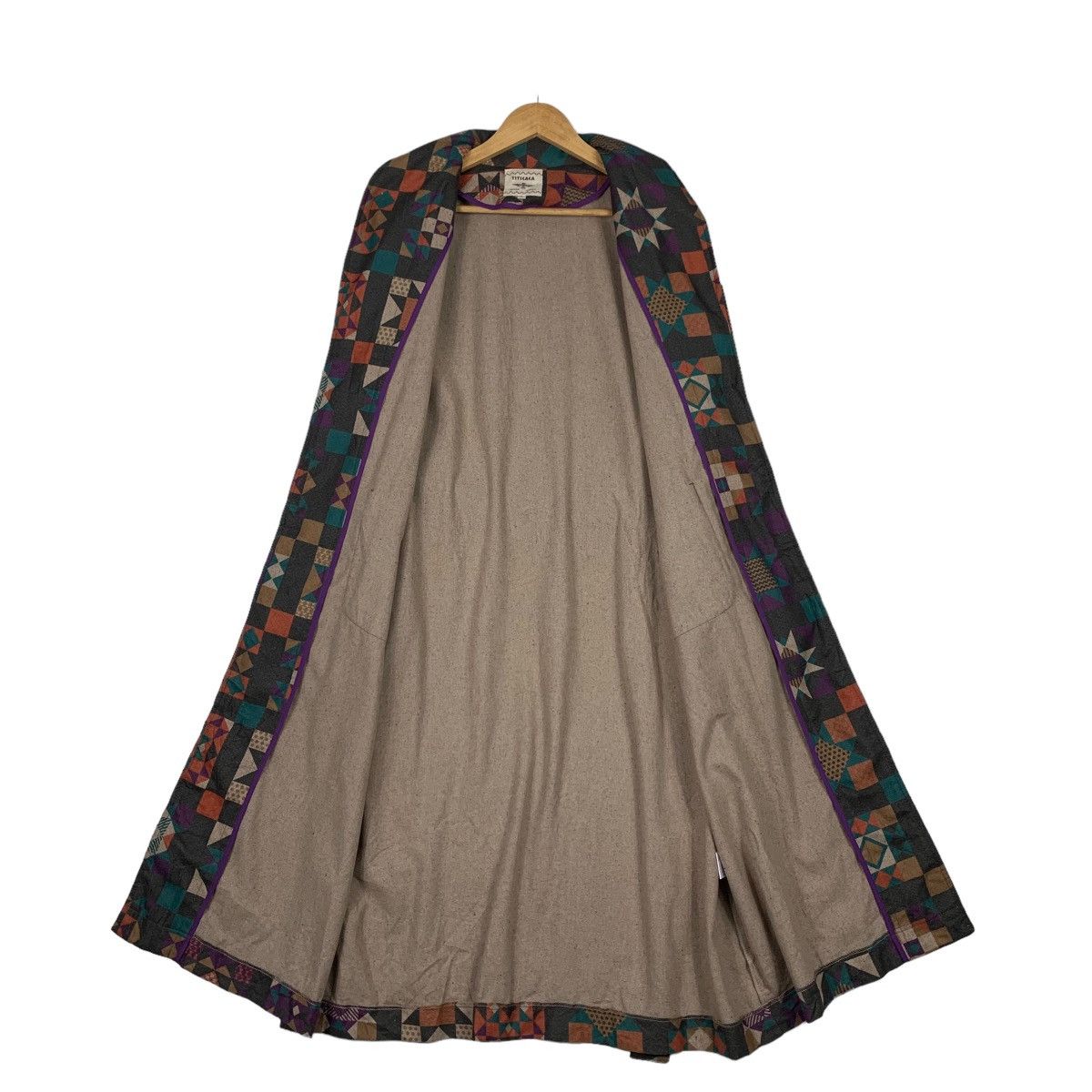 Japanese Brand Vintage TITICACA Motif Design Robe / Long Coat #1129-C52 Size M / US 6-8 / IT 42-44 - 12 Thumbnail