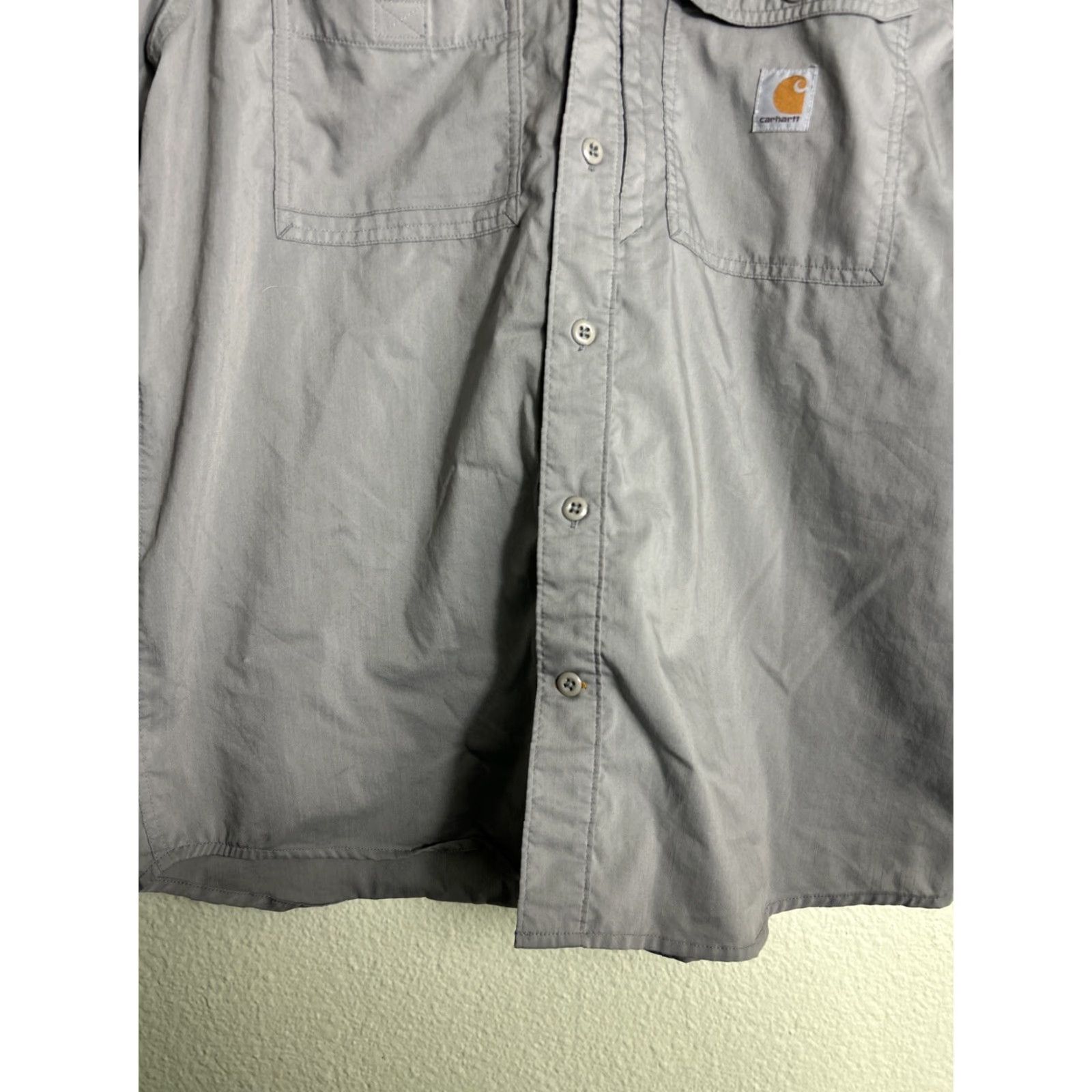Carhartt Carhartt Force Shirt Mens Large Relaxed Short Sleeve Gray Embroidered Button-Up Collar Workwear Pocket Zip Vented Pockets Outdoor 102417 066 Size US L / EU 52-54 / 3 - 5 Thumbnail